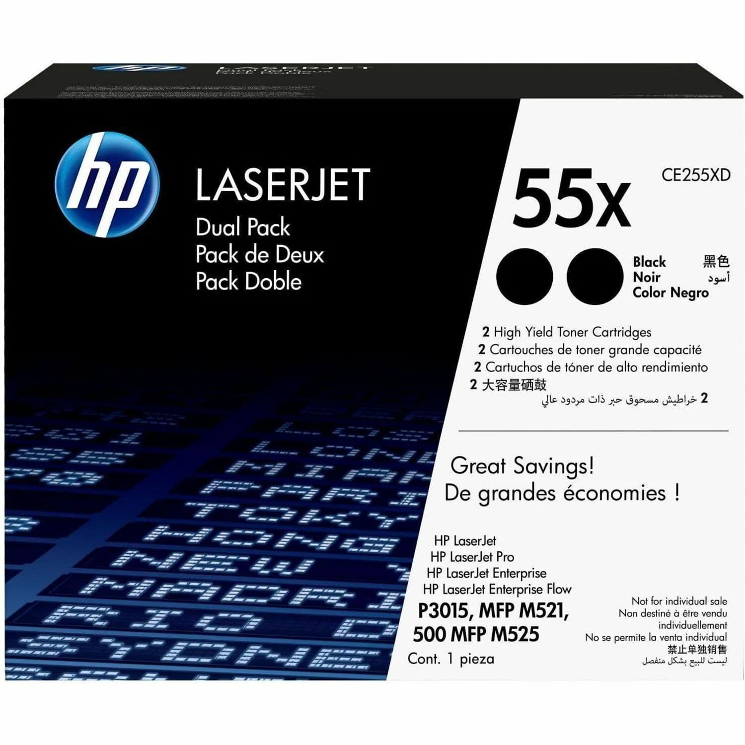 HP 55X Original Laser Toner Cartridge - Dual Pack - Black - 1 Carton