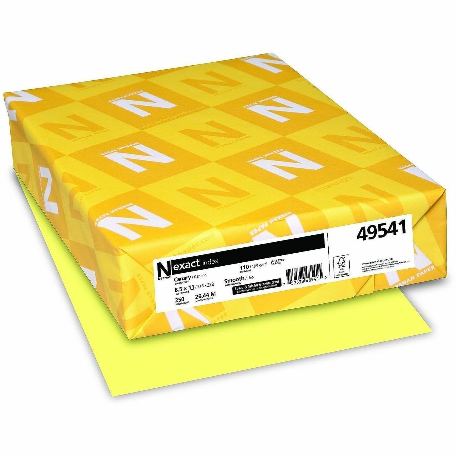 Exact Heavyweight Index Paper - Canary - 250 / Pack