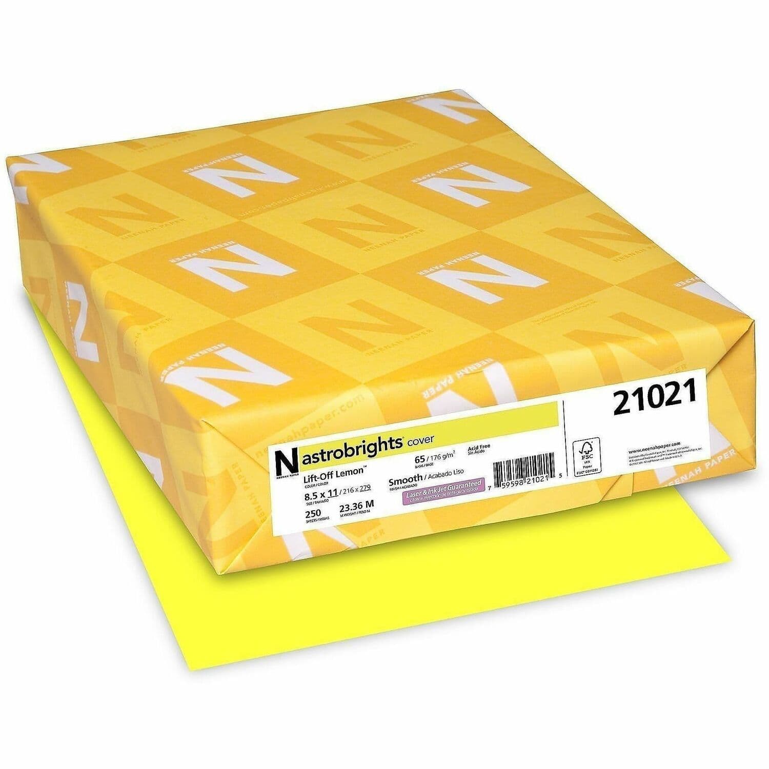 Astrobrights Colour Cover Stock- Lift-off-Lemon - 250 / Pack