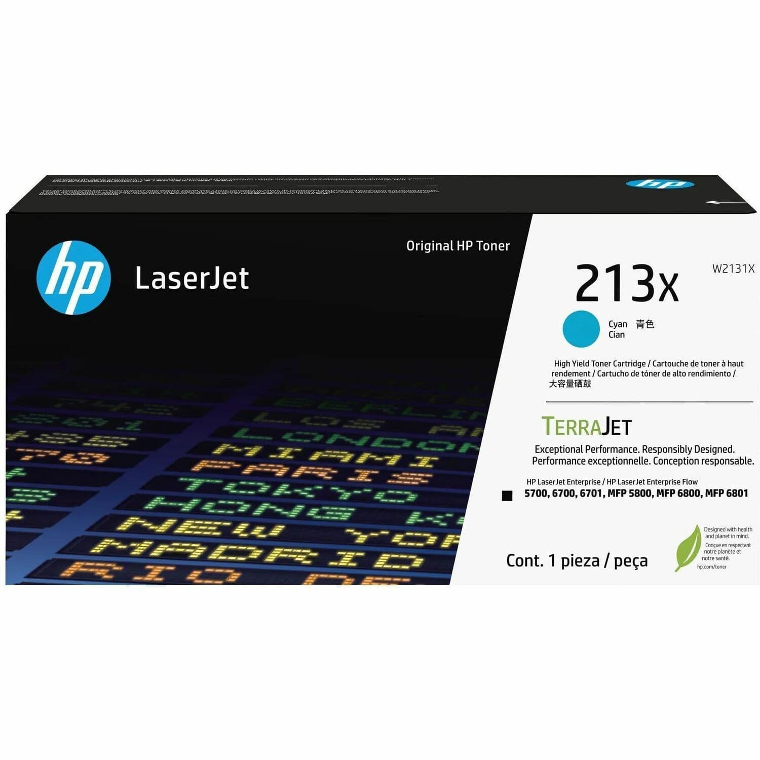 HP 213X Original Laser Toner Cartridge - Cyan - 1 Each