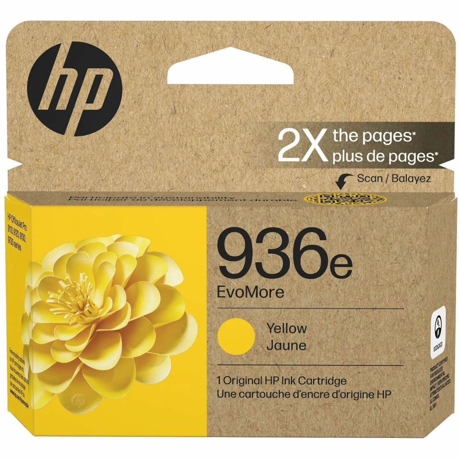 HP EvoMore 936e Original High Yield Inkjet Ink Cartridge - Yellow - 1 Each