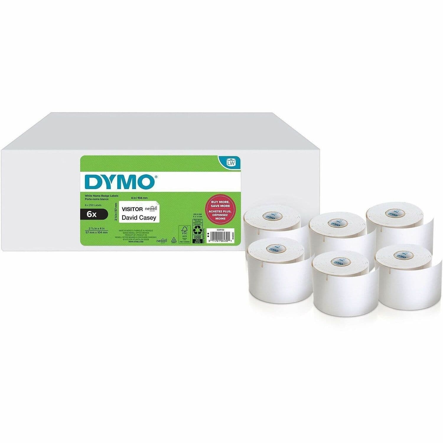 Dymo Multipurpose White Medium Labels - 6 / Pack