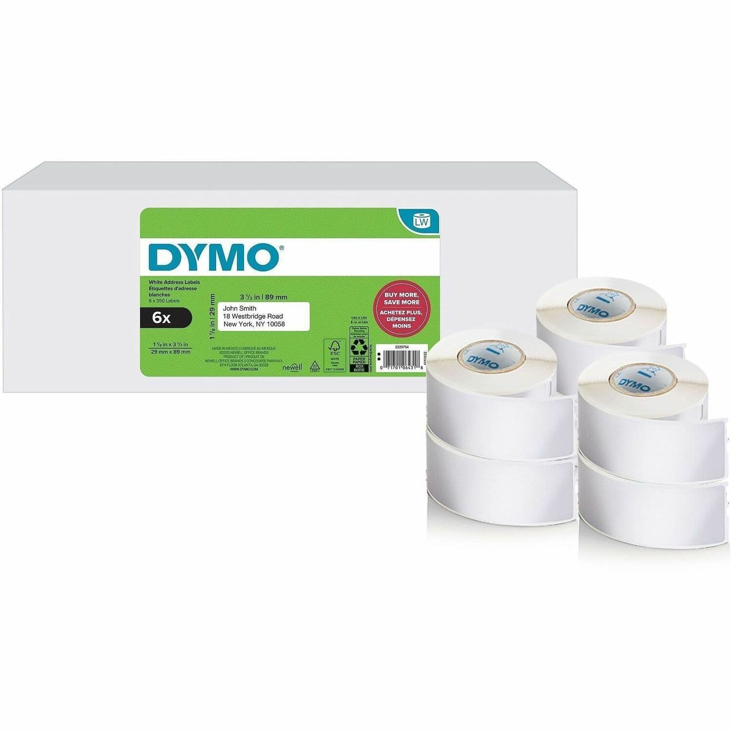 Dymo Multipurpose White Medium Labels - 6 / Pack