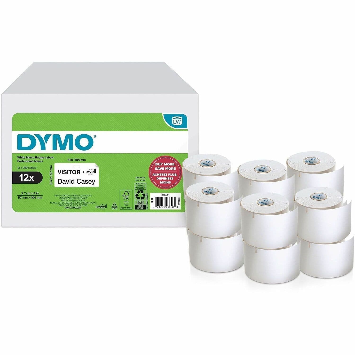 Dymo Multipurpose White Medium Labels - 12 / Pack