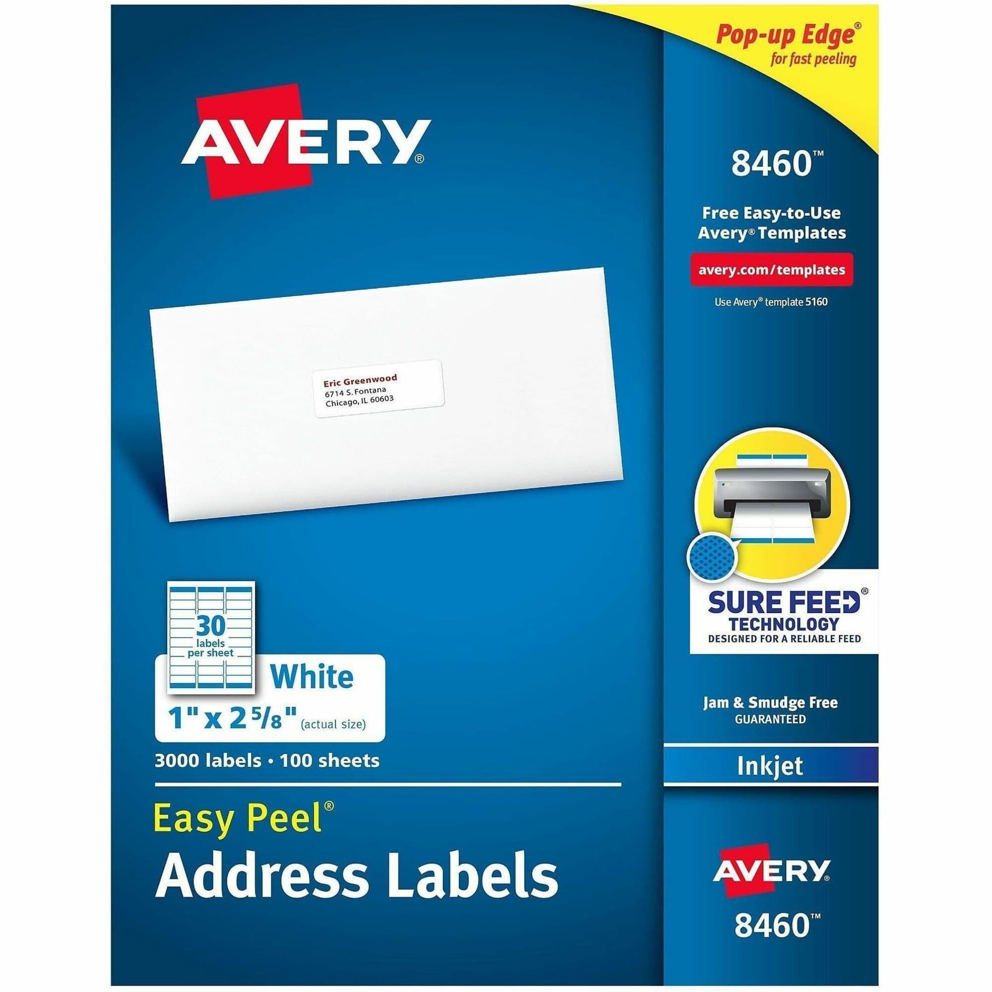 Avery® Easy Peel White Inkjet Mailing Labels - 3000 / Box