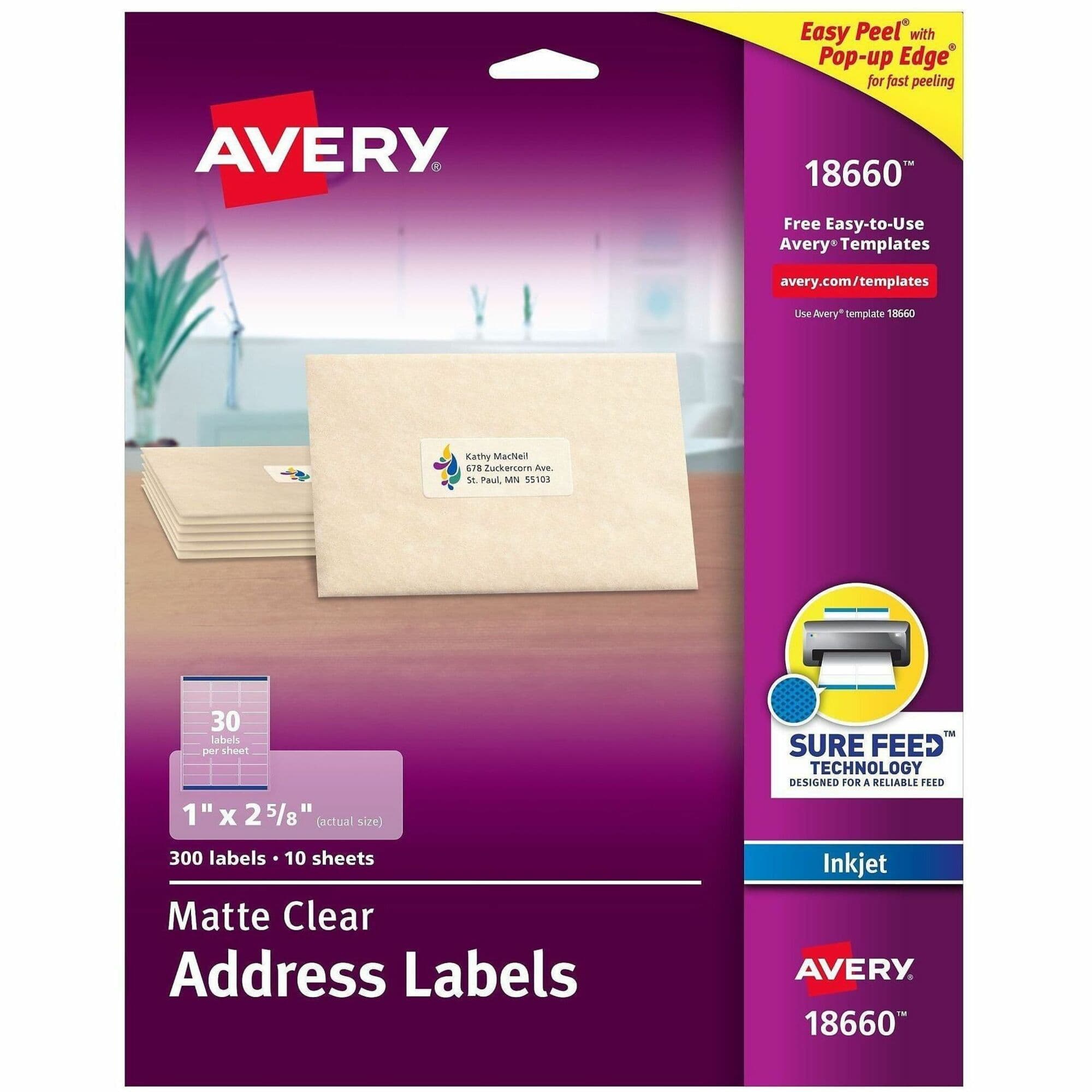 Avery® Matte Clear Address Labels - Sure Feed Technology
