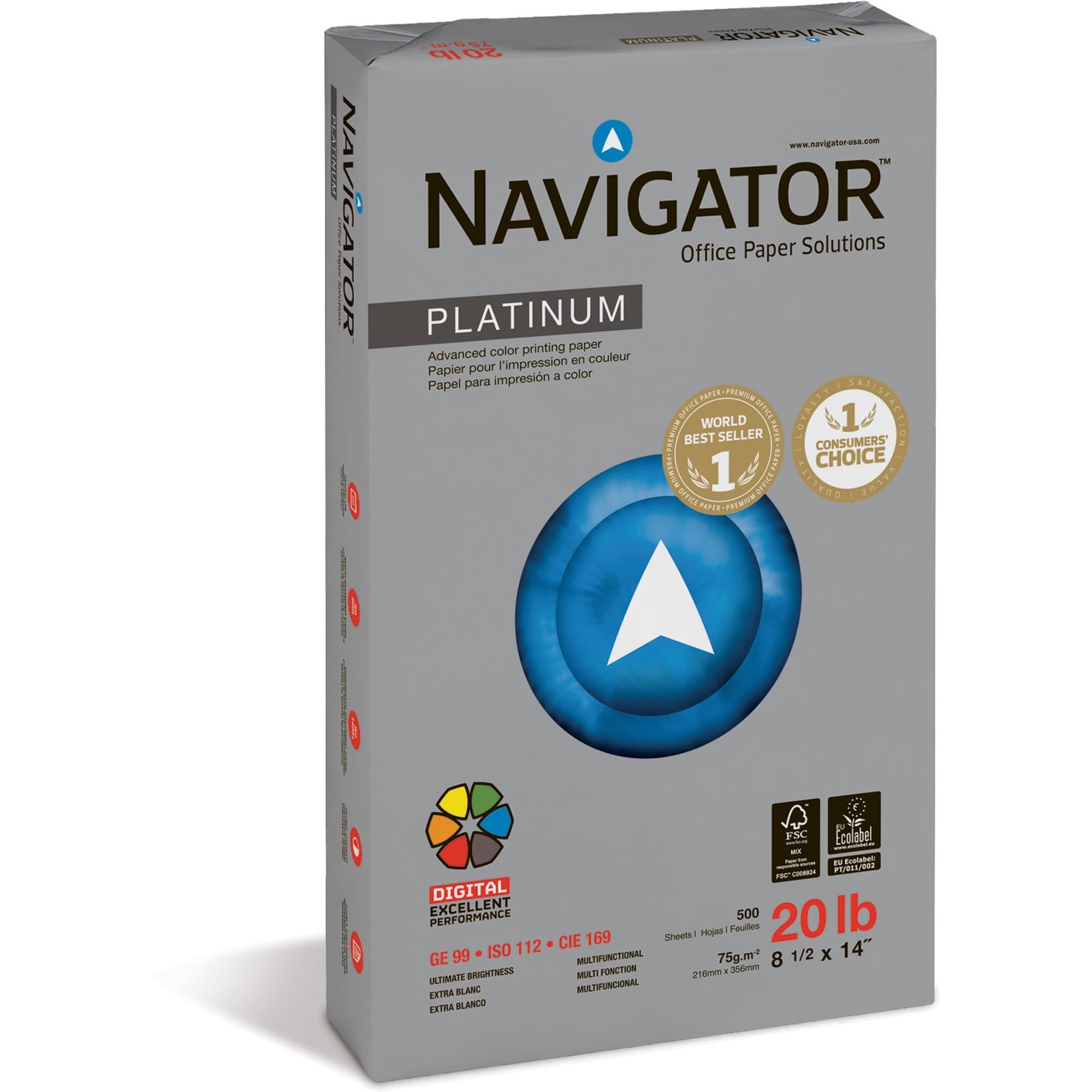 Navigator Platinum Office Multipurpose Paper - Bright White - 10 / Carton