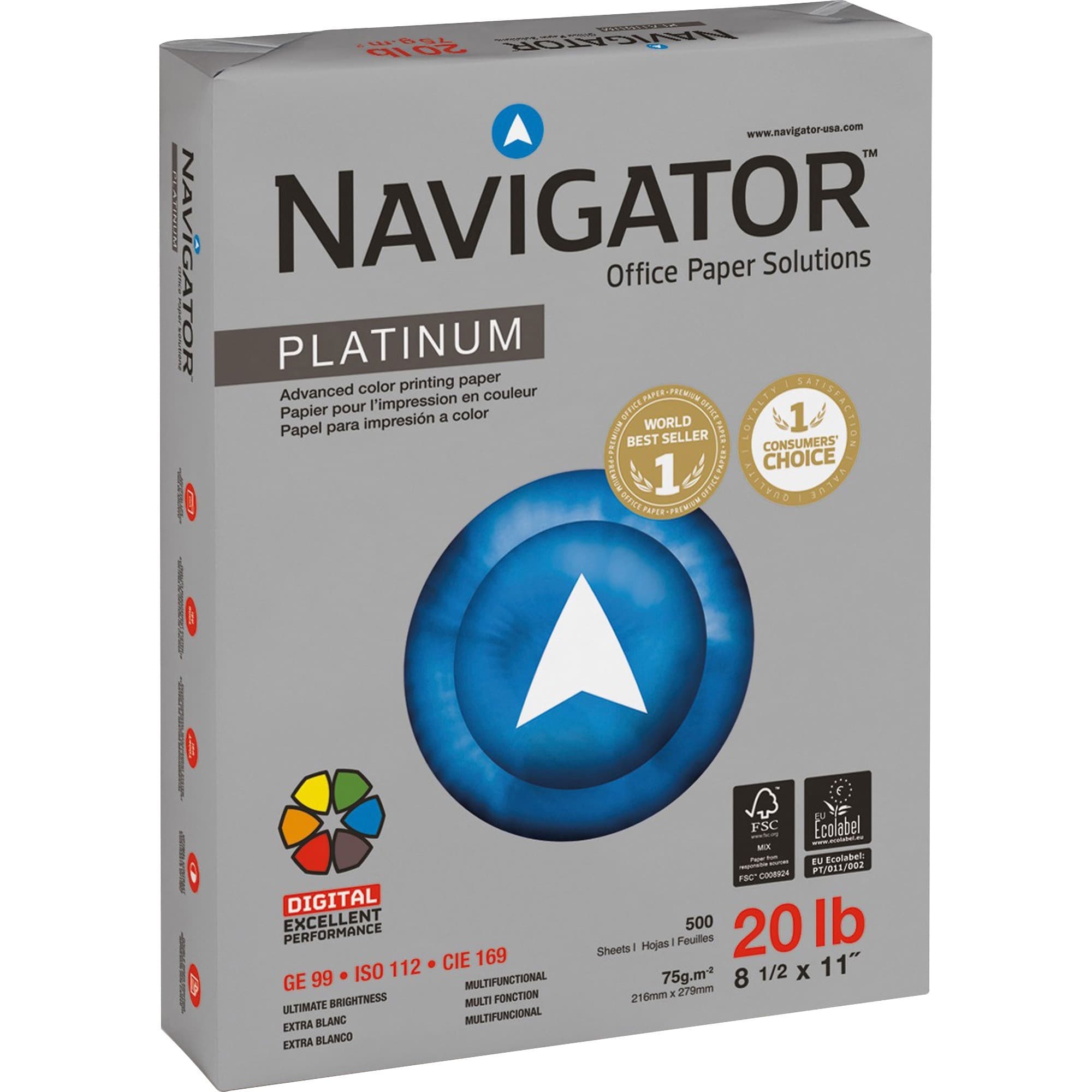 Navigator Platinum Office Multipurpose Paper - Bright White - 10 / Carton