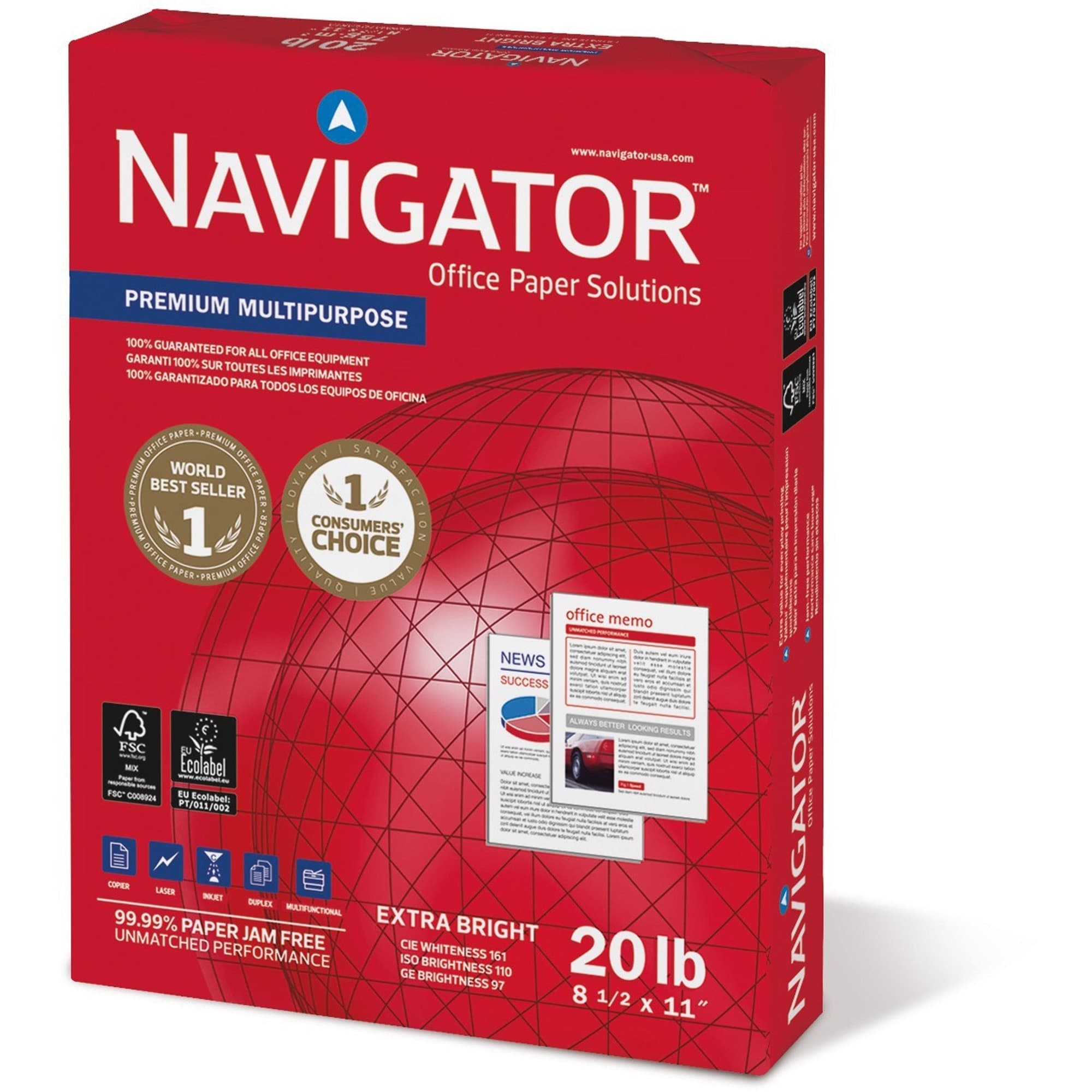 Navigator Premium Multipurpose Trusted Performance Paper - Extra Opacity - White - 10 / Carton