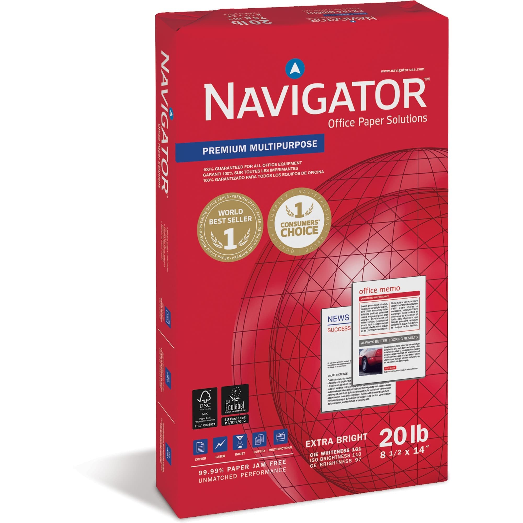 Navigator Premium Multipurpose Trusted Performance Paper - Extra Opacity - White - 10 / Carton