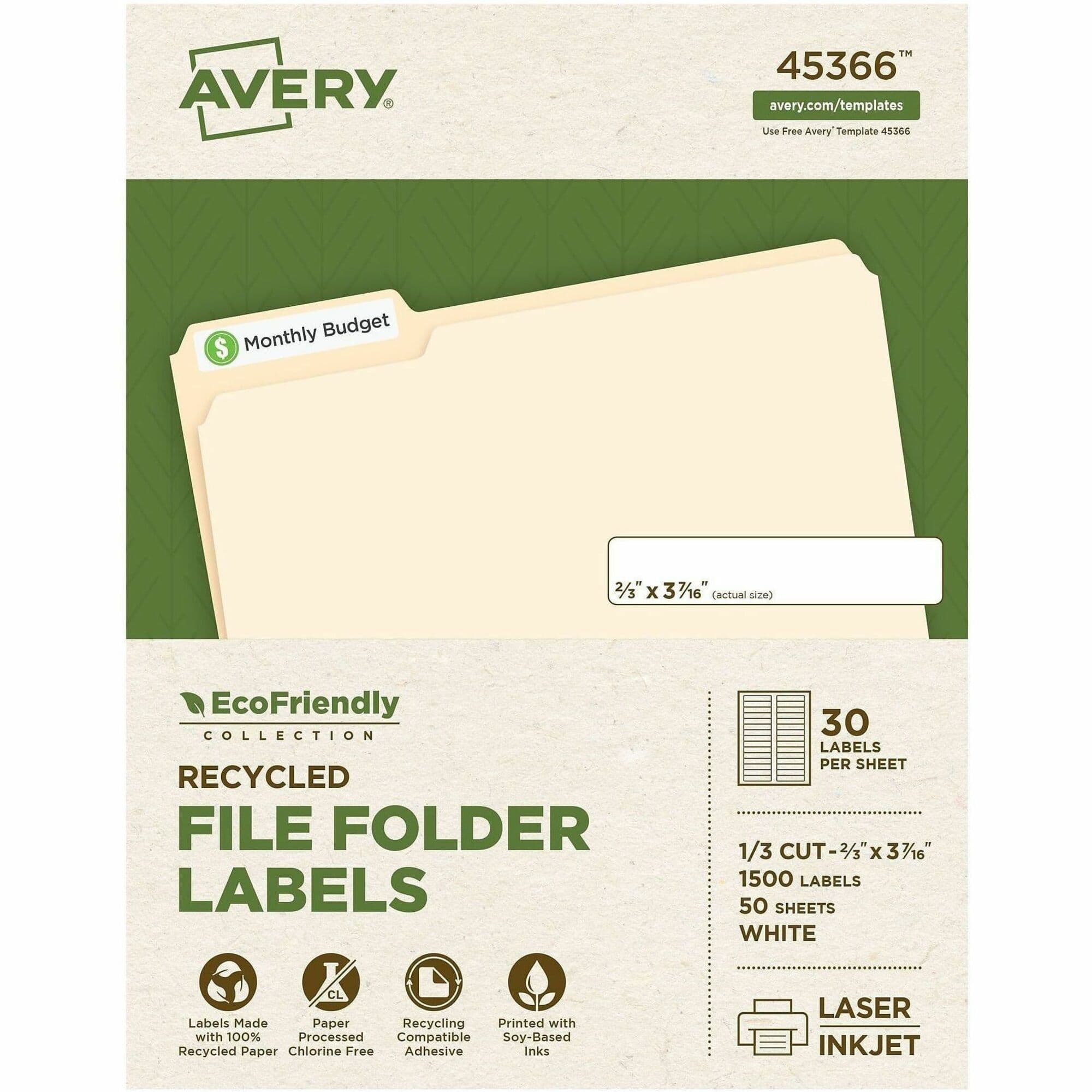 Avery® EcoFriendly File Folder Label - 1500 / Box