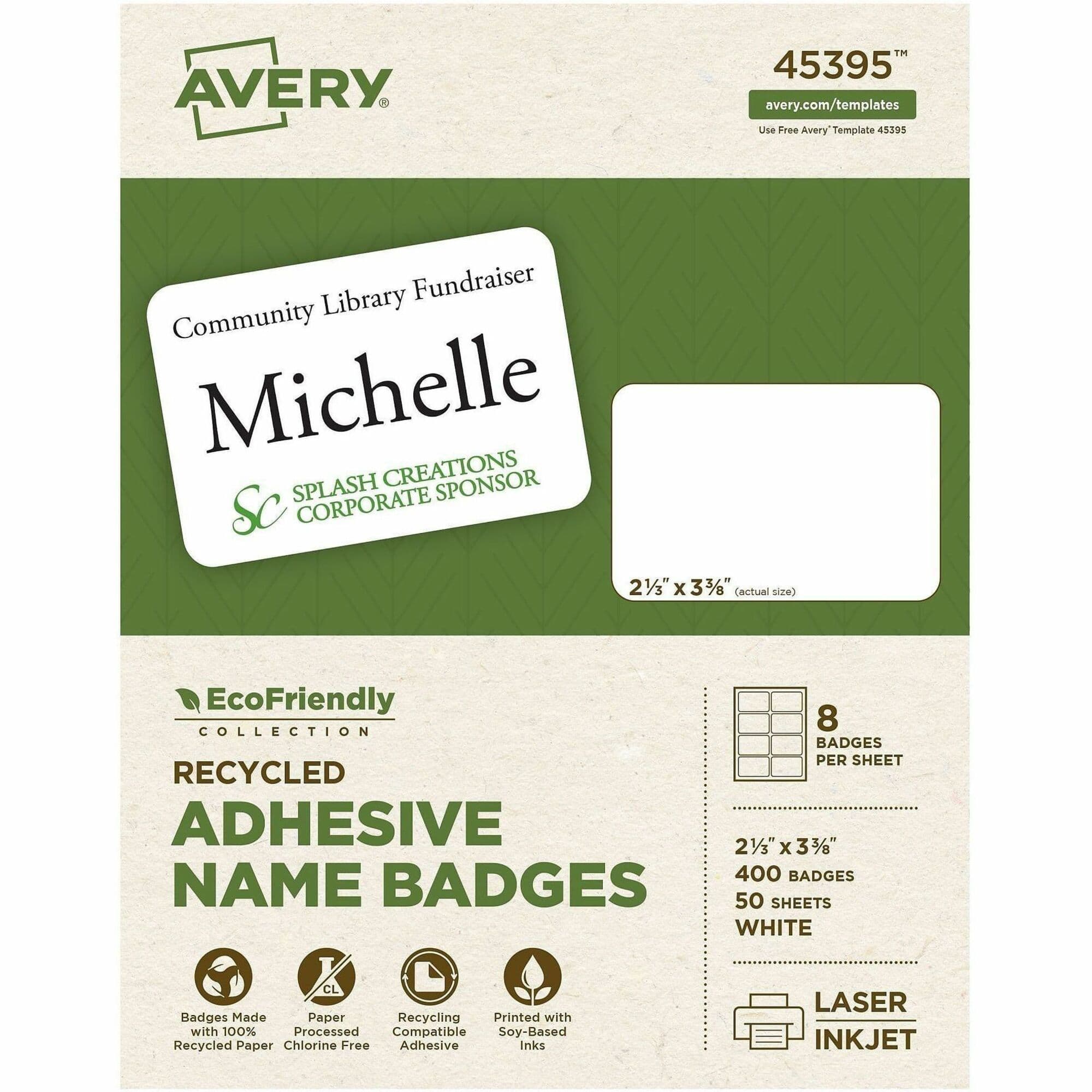 Avery® Eco-friendly Premium Name Badge Labels