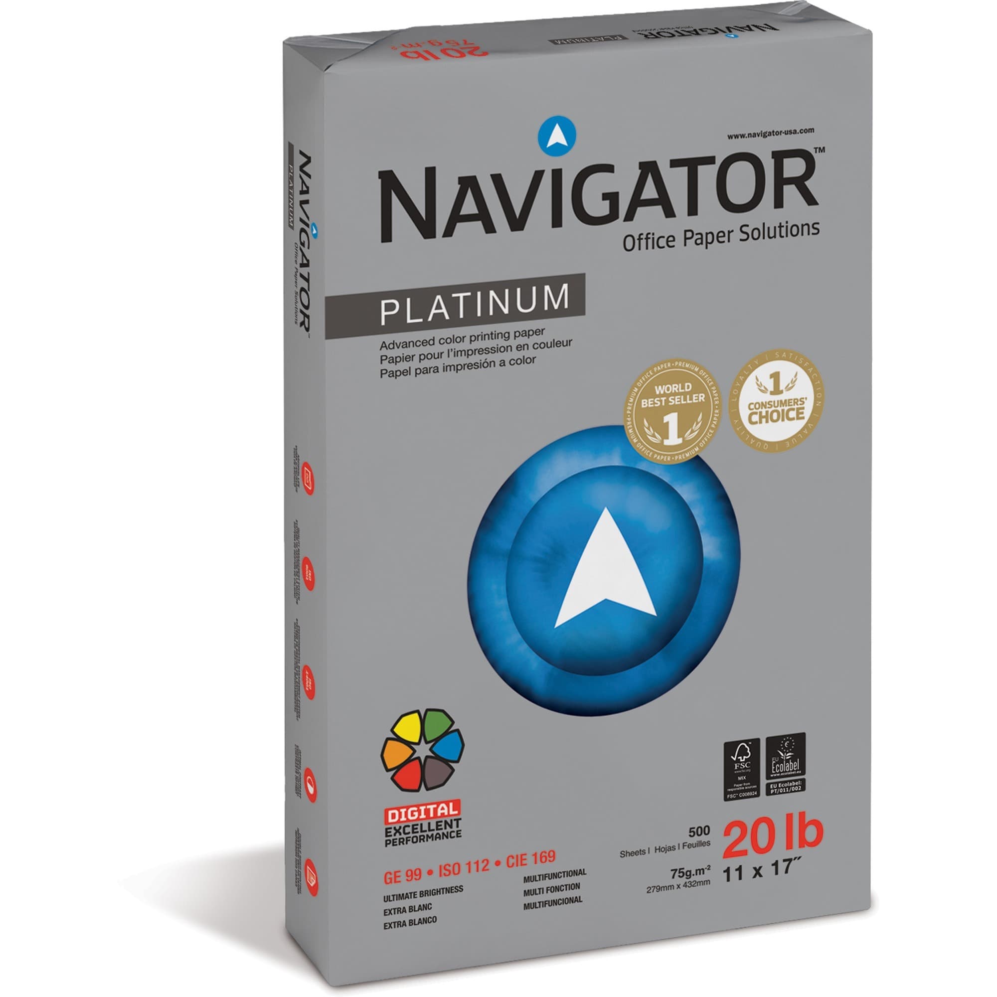 Navigator Platinum Superior Productivity Multipurpose Paper - Silky Touch - White - 5 / Carton