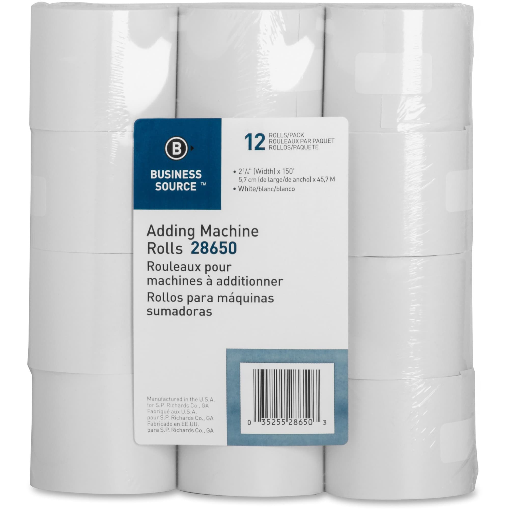Business Source 150' Adding Machine Rolls - 12 / Pack