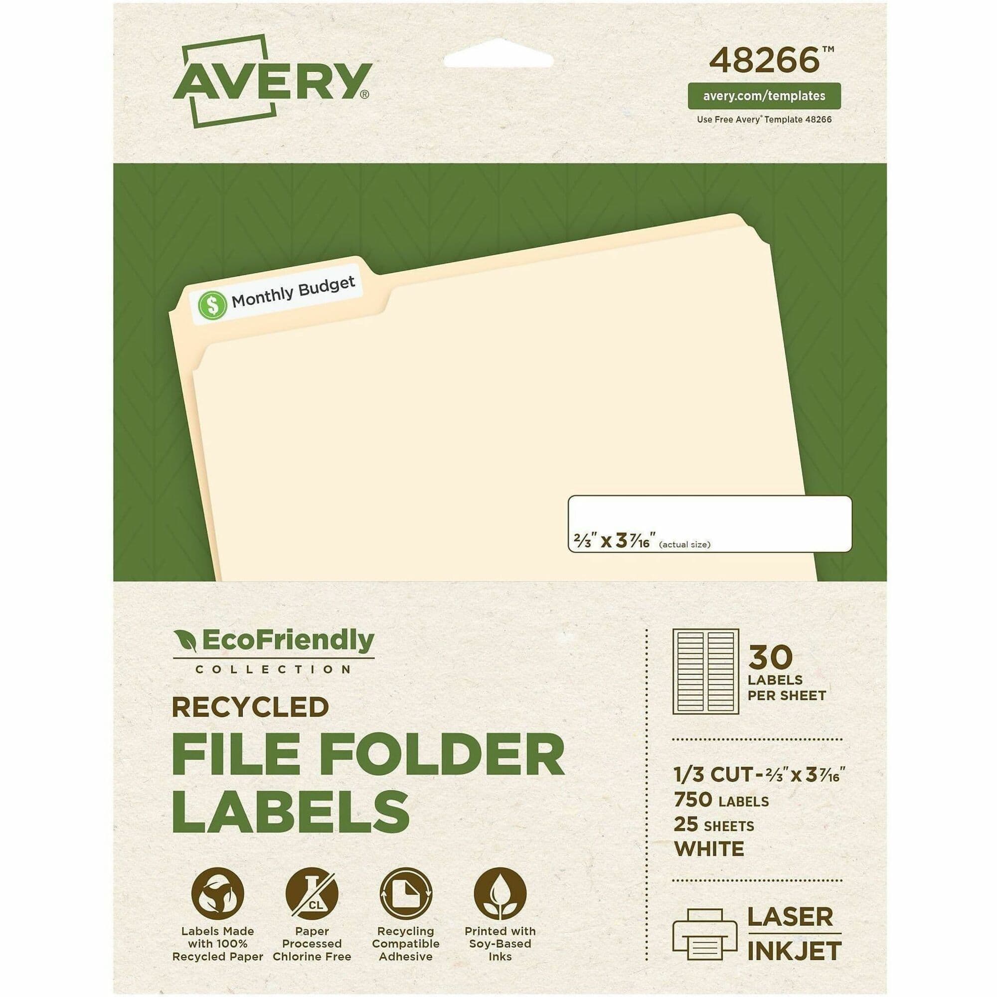 Avery® EcoFriendly File Folder Label - 750 / Pack