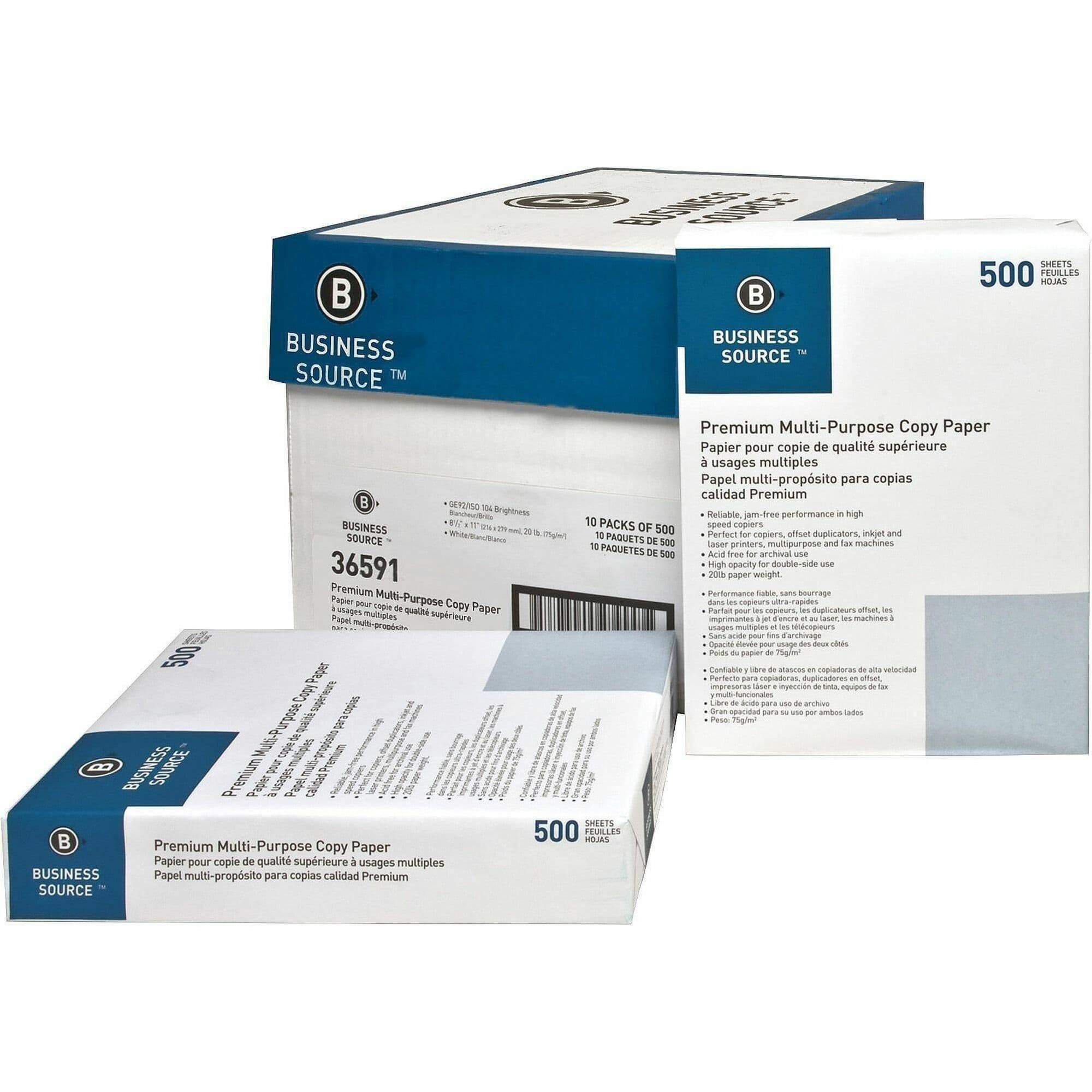 Business Source Premium Multipurpose Copy Paper - White
