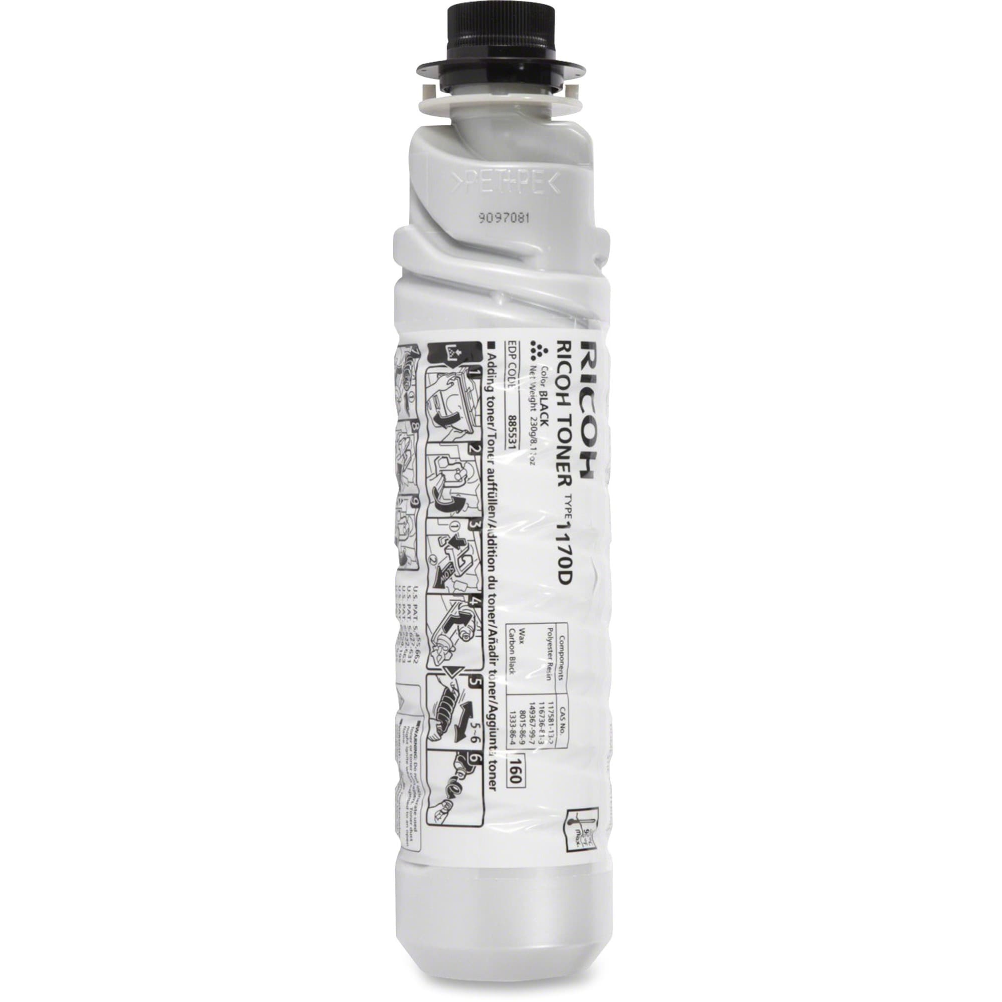 Ricoh Type 1170D Original Laser Toner Cartridge - Black - 1 Each
