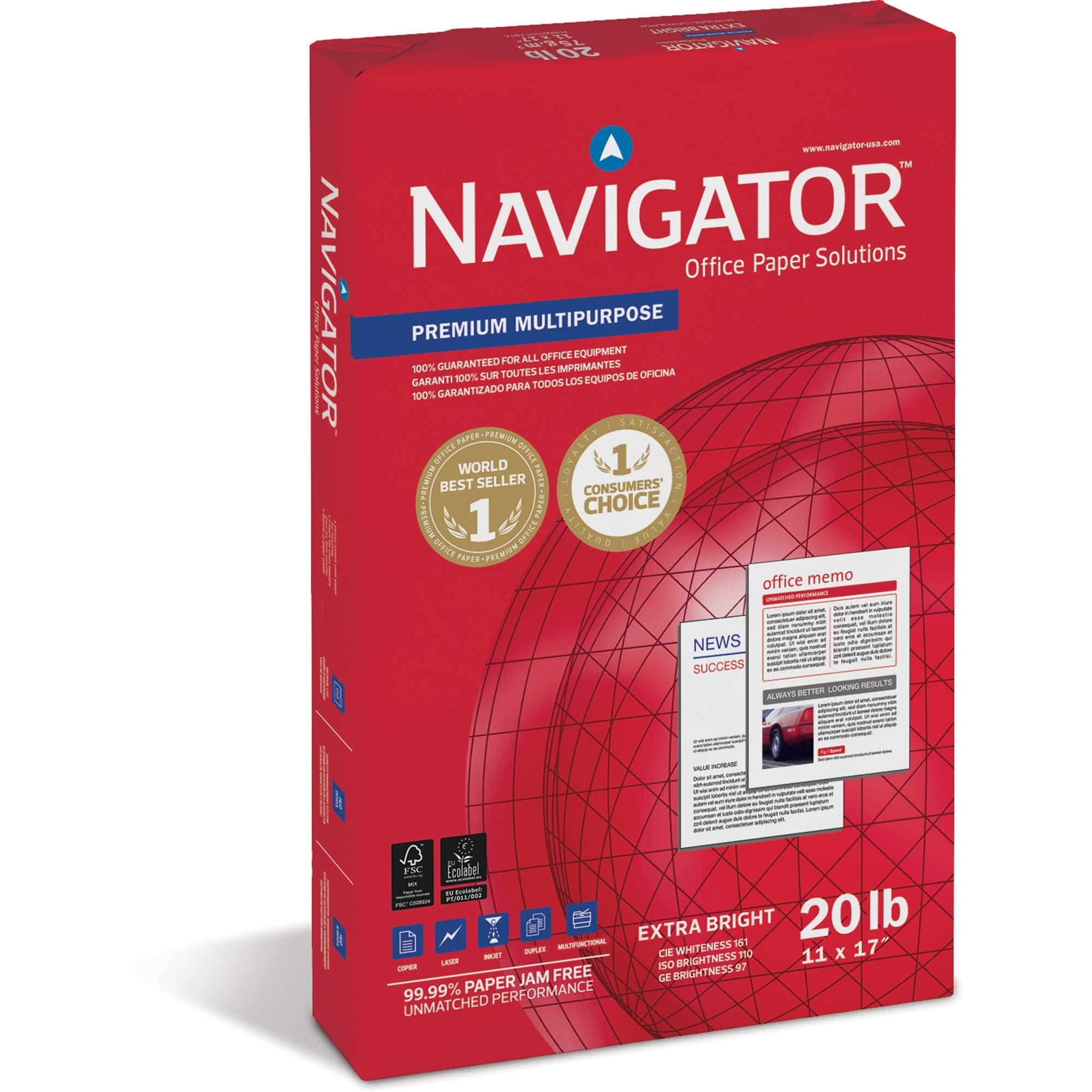 Navigator Premium Multipurpose Trusted Performance Paper - Extra Opacity - White - 5 / Carton