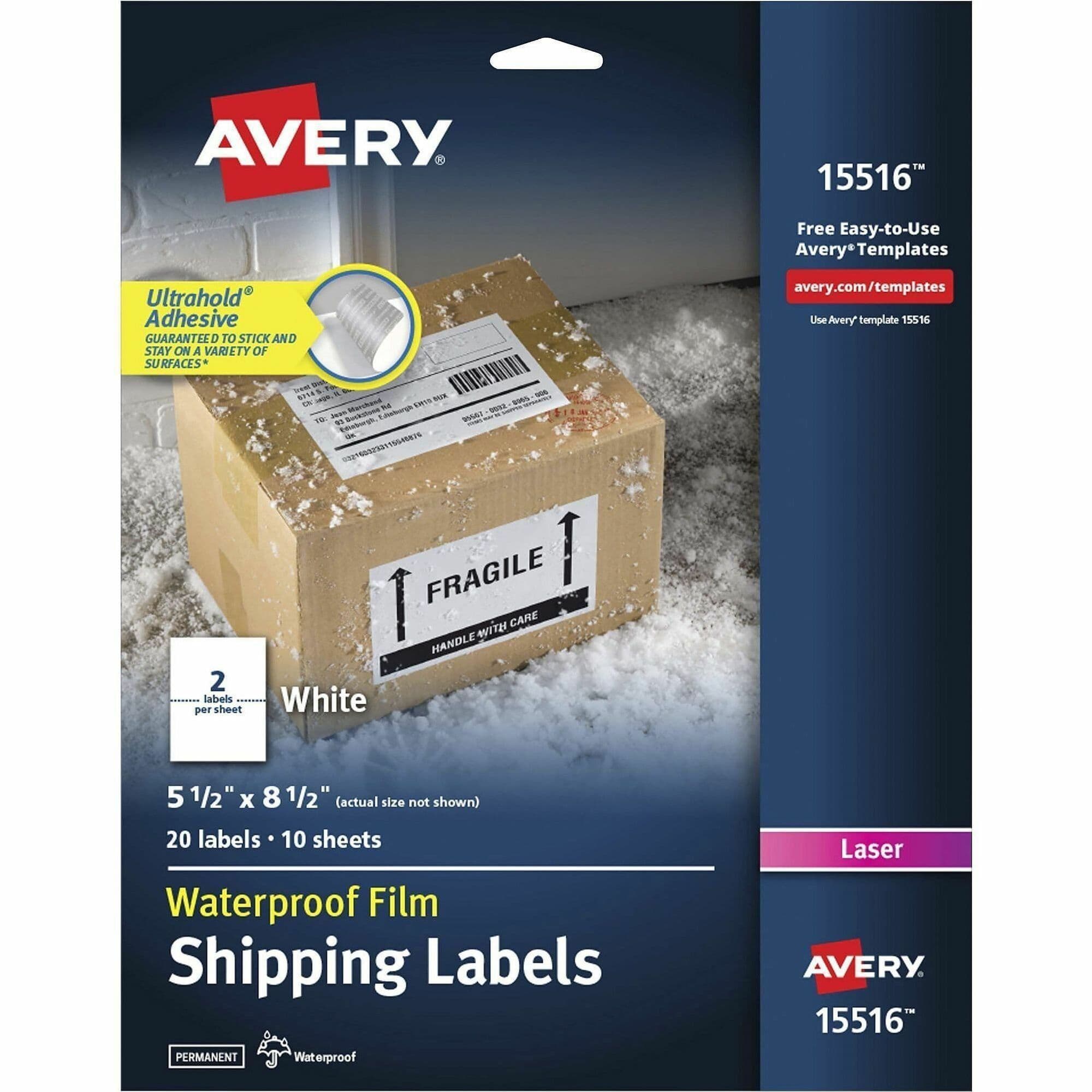 Avery® 5-1/2" x 8-1/2" Labels, Ultrahold, 20 Labels (15516) - 20 / Pack