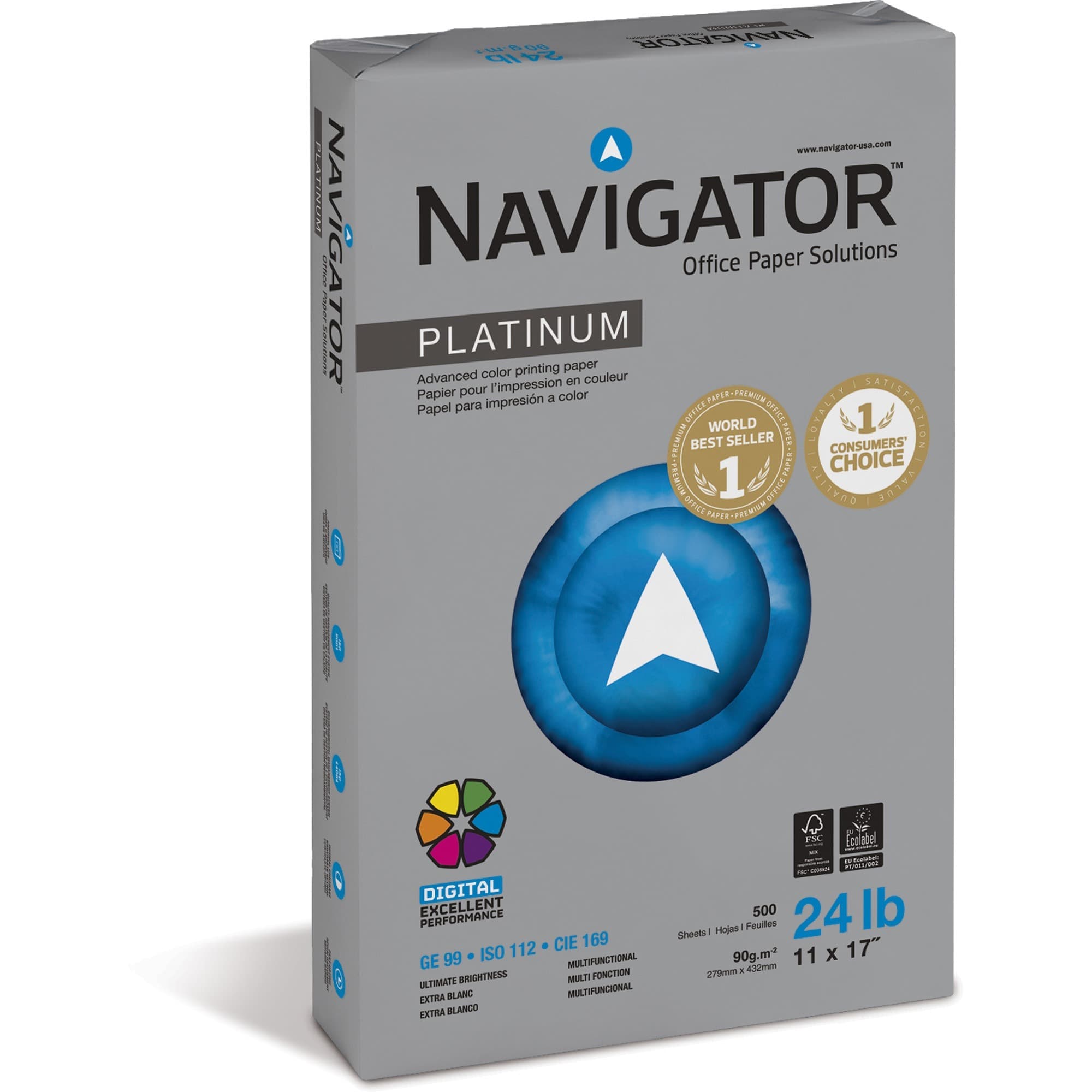 Navigator Platinum Superior Productivity Multipurpose Paper - Silky Touch - Bright White - 5 / Carton
