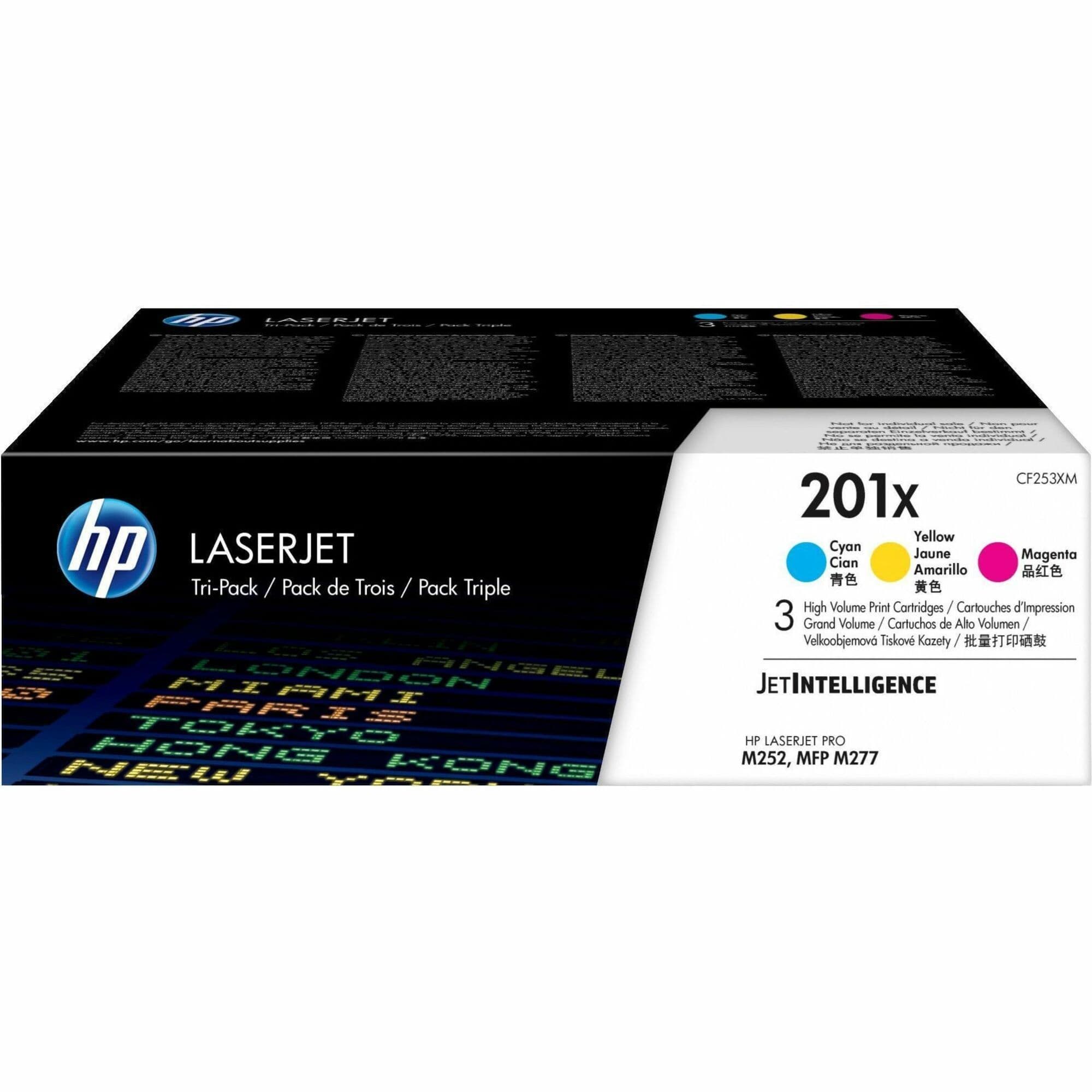 HP 201X Original High Yield Laser Toner Cartridge - Cyan, Magenta, Yellow - 1 Carton