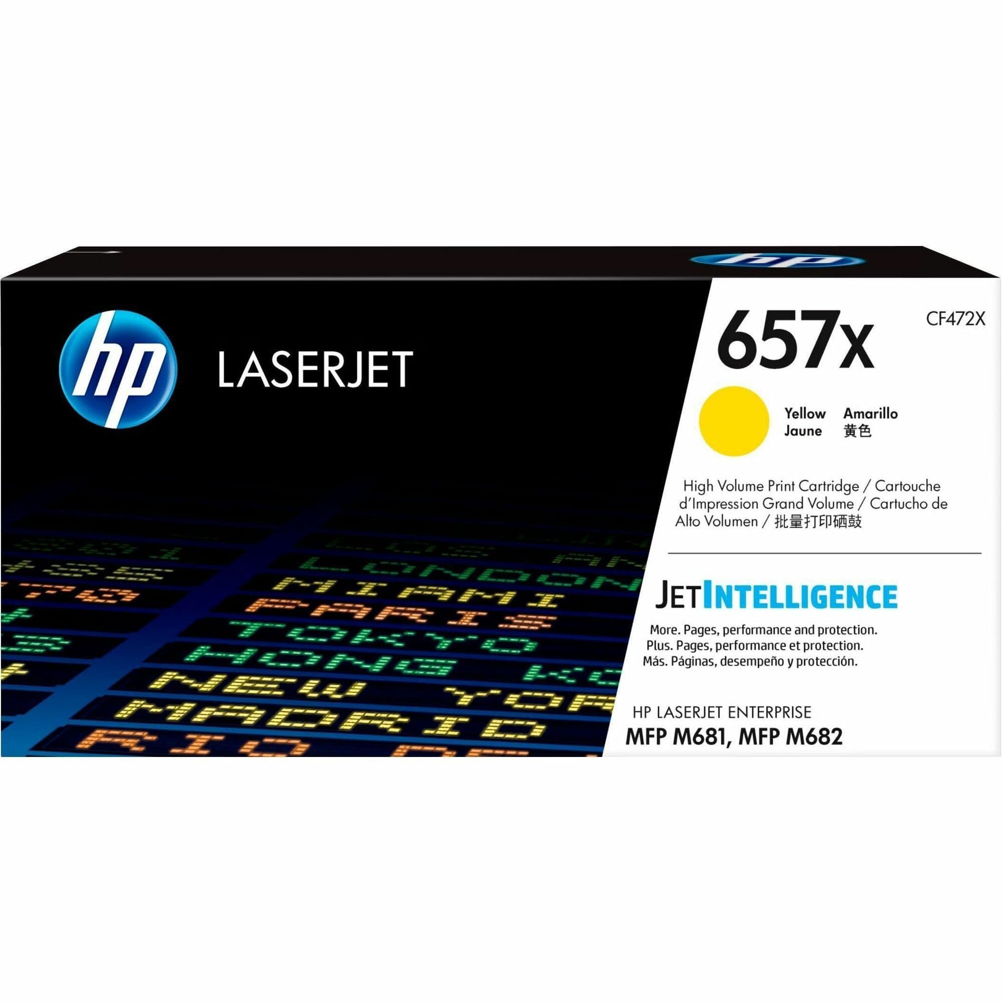 HP 657X Original High Yield Laser Toner Cartridge - Yellow - 1 Each
