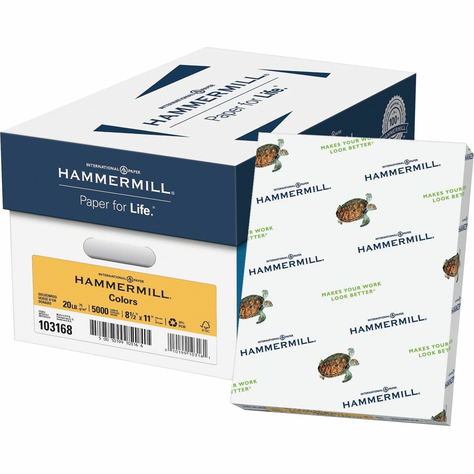 Hammermill Colors Recycled Copy Paper - Gold - 10 / Carton