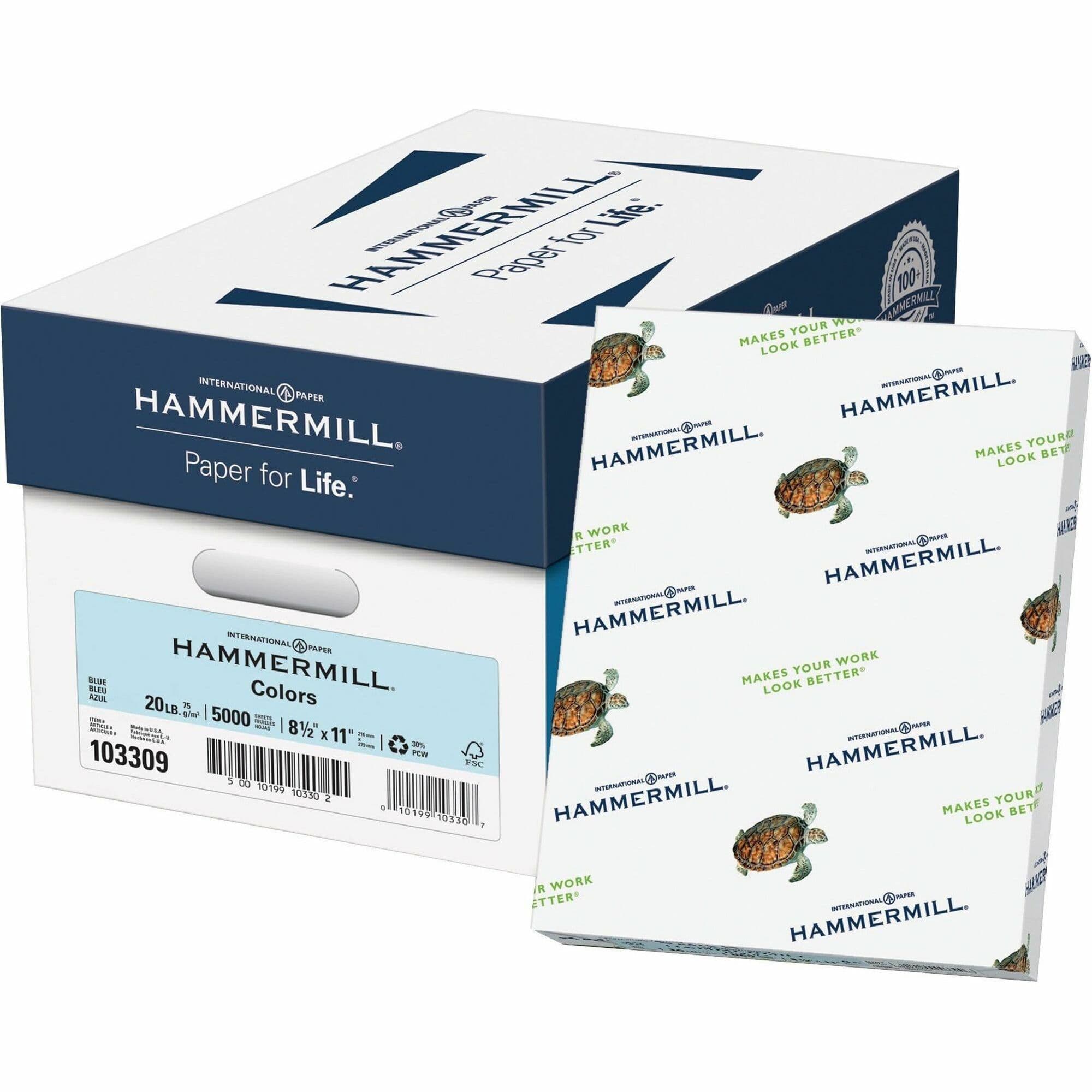 Hammermill Colors Recycled Copy Paper - Blue - 10 / Carton