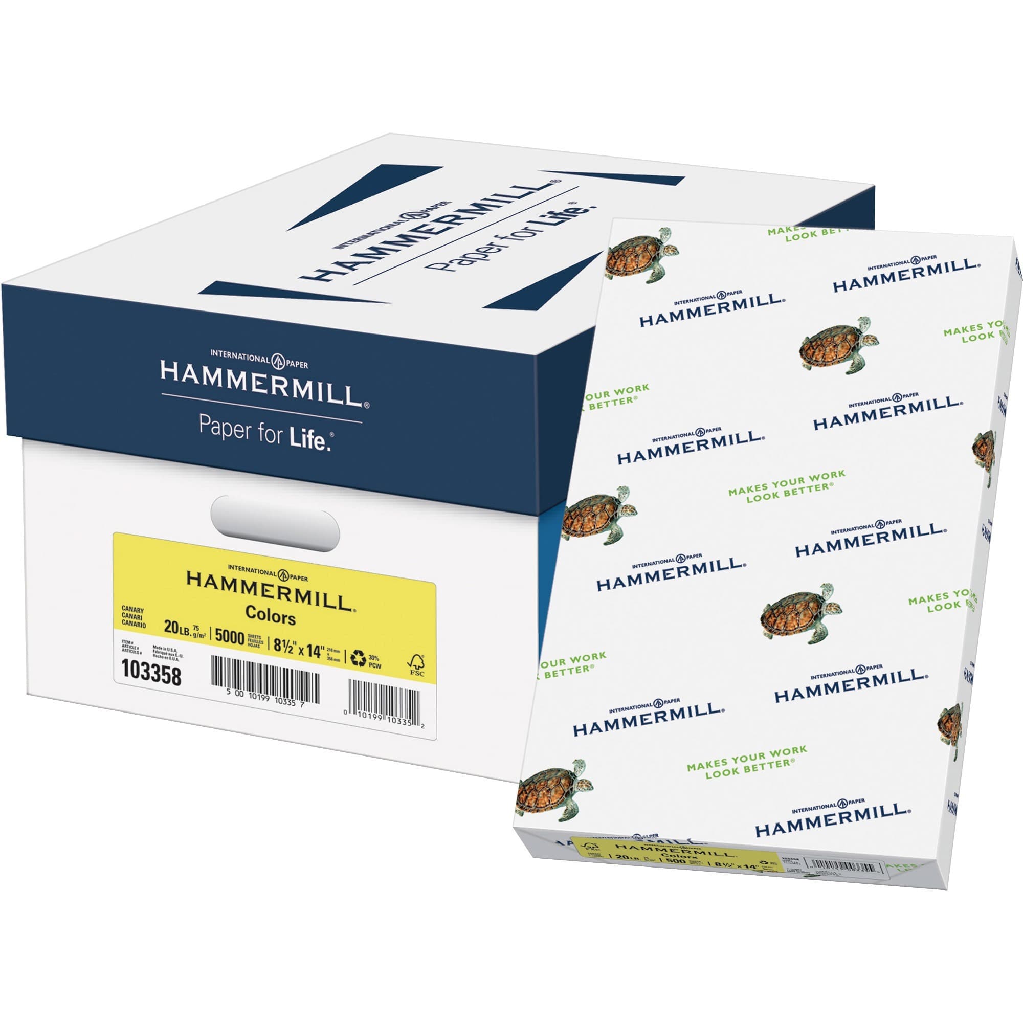 Hammermill Colors Recycled Copy Paper - Canary - 10 / Carton
