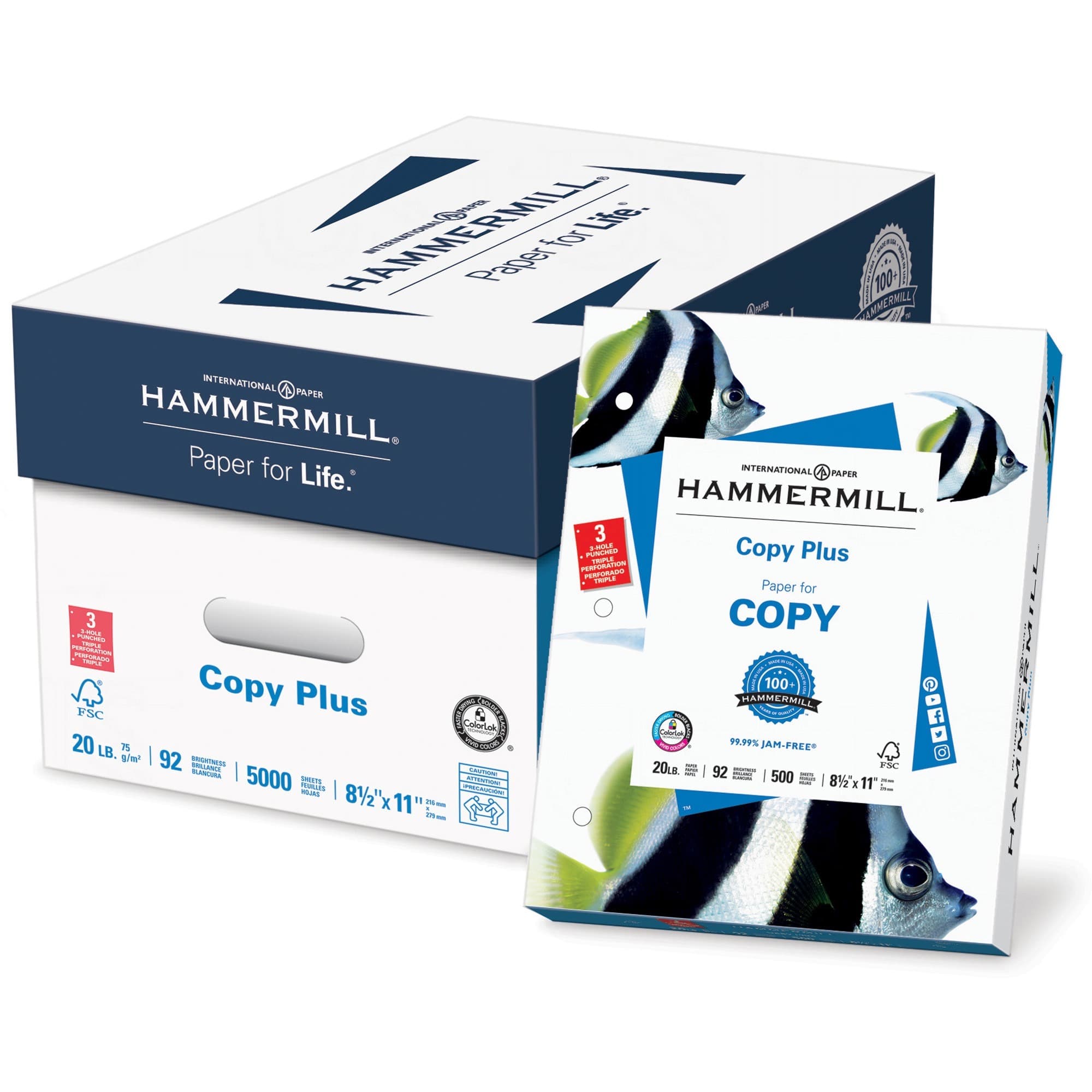 Hammermill Copy Plus 3HP Paper - White - 10 / Carton