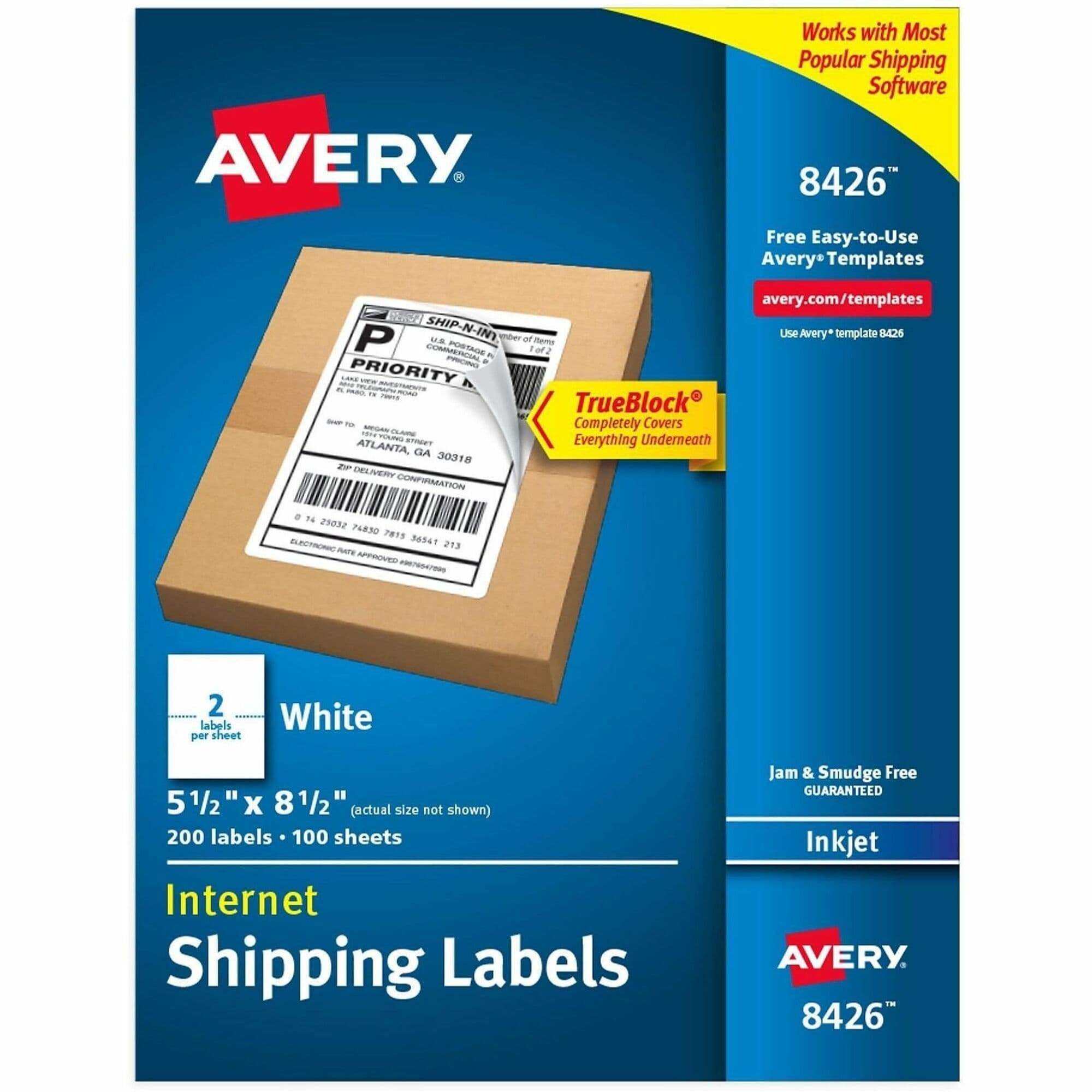 Avery® Printable Shipping Labels, 5.5" x 8.5" , 200 Labels (8426) - 200 / Pack
