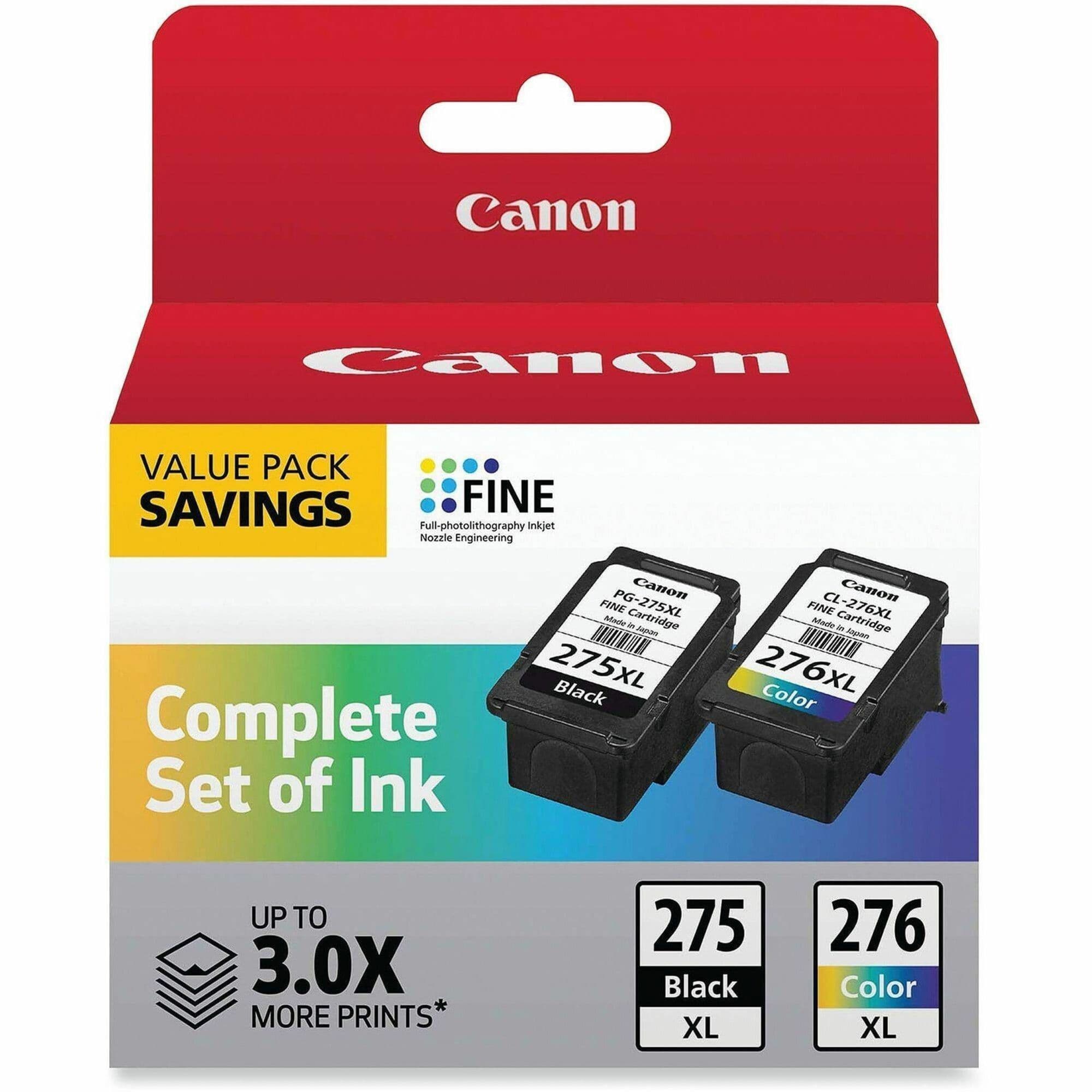 Canon PG-275XL/CL-276XL Original High Yield Inkjet Ink Cartridge - Value Pack - Return Program - Black, Tri-color - 1 Each