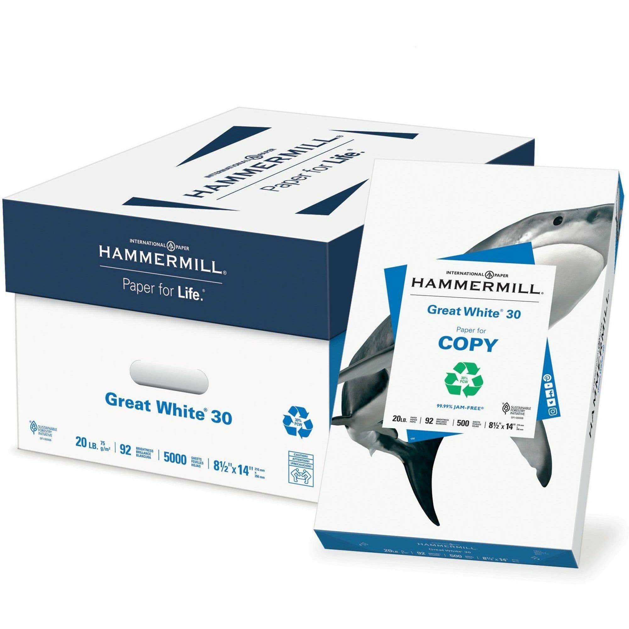 Hammermill Great White 30 Copy Paper - 10 / Carton