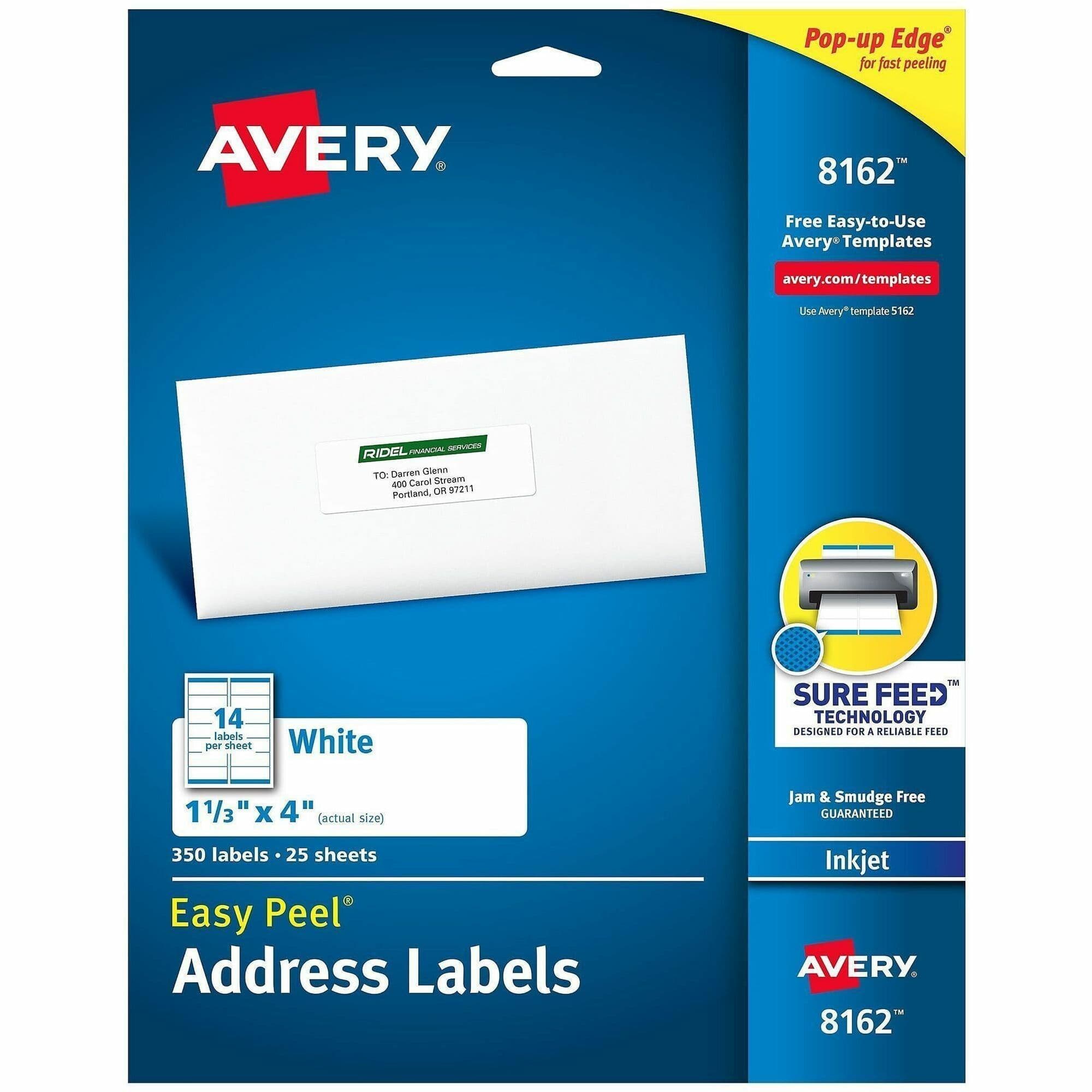 Avery® Easy Peel Address Labels, 1-1/3" x 4" , 350 Labels (8162) - 350 / Pack