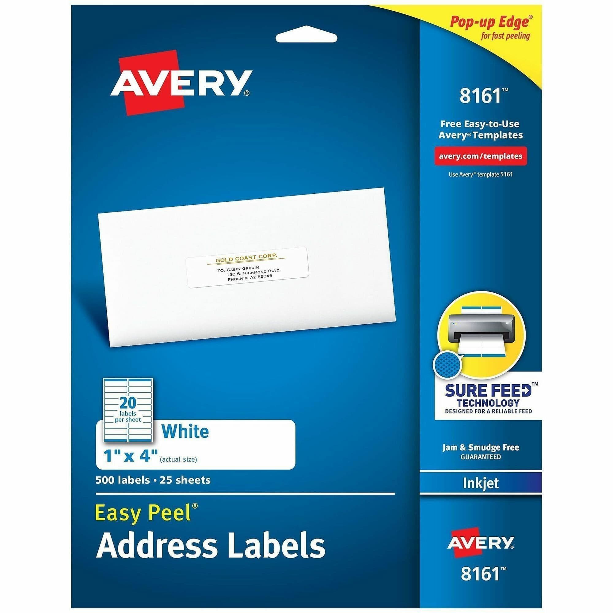 Avery® Easy Peel White Inkjet Mailing Labels - 500 / Pack