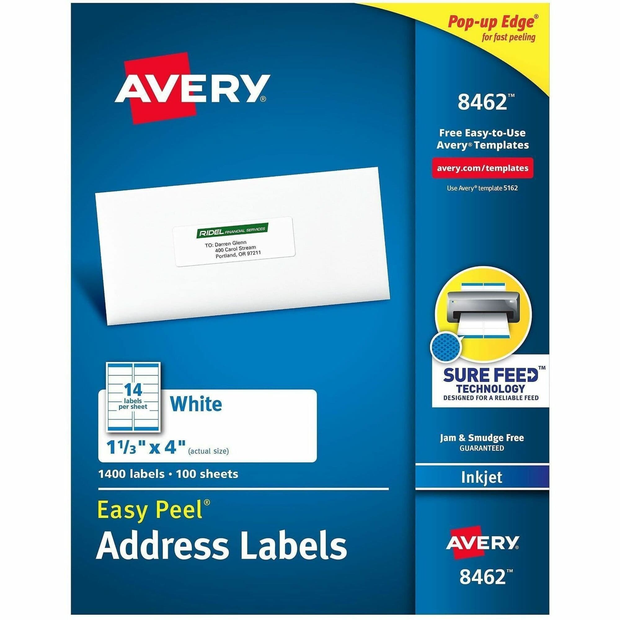 Avery® Easy Peel Address Labels, 1-1/3" x 4" , 1,400 Labels (8462) - 1400 / Box