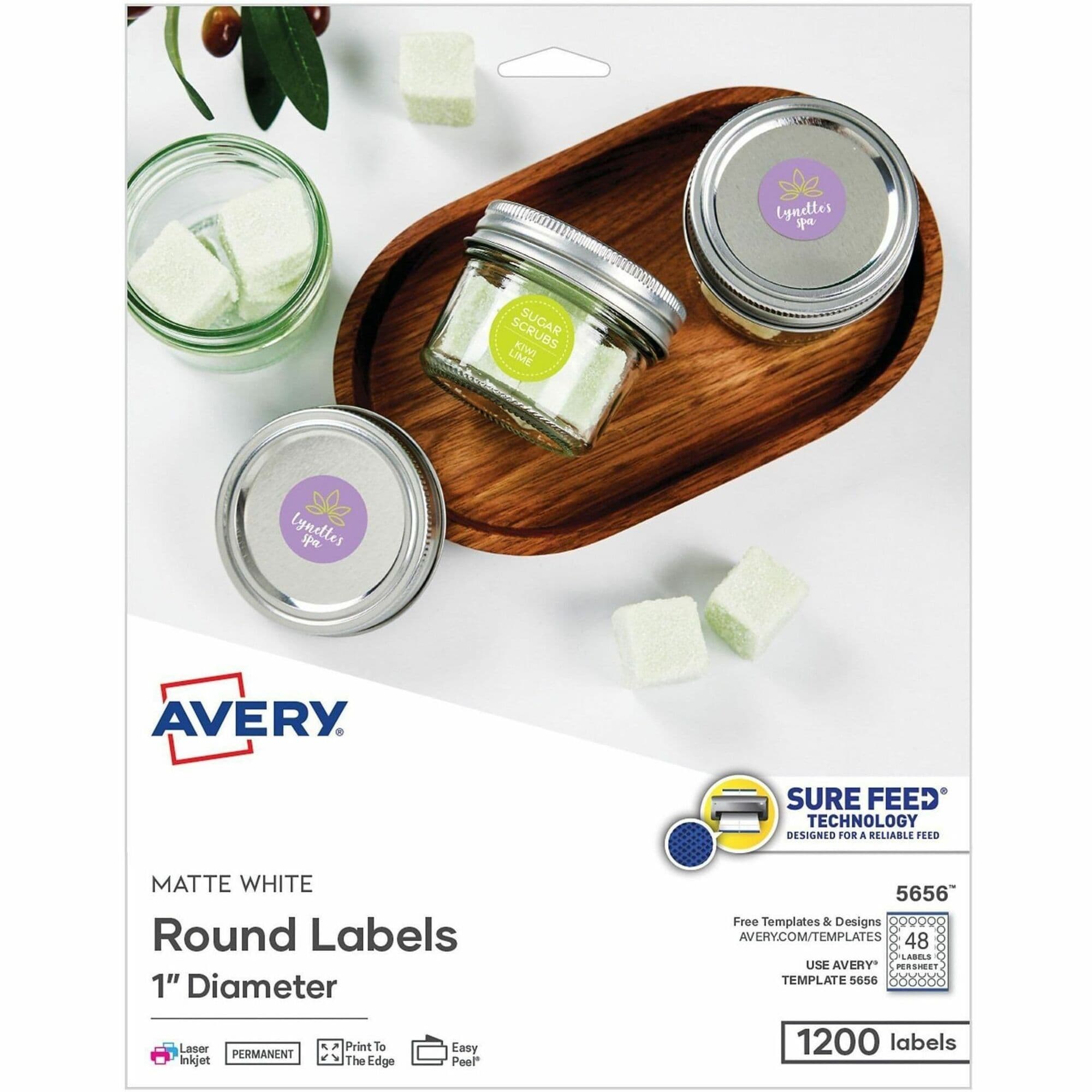 Avery Matte White 1" Round Labels - 1200 / Pack
