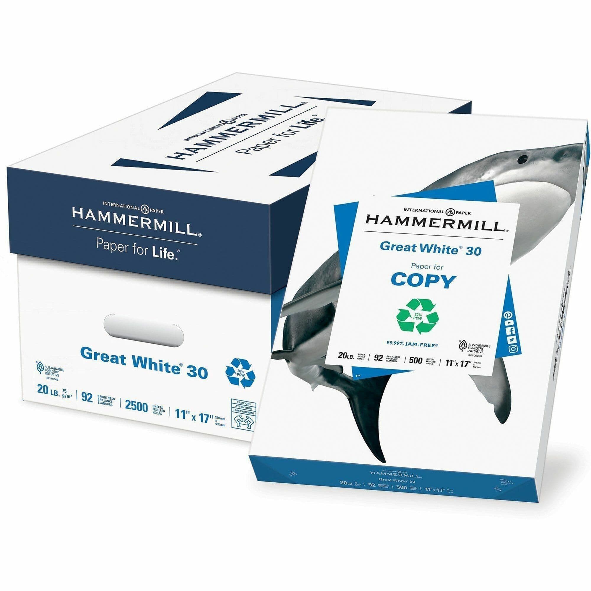 Hammermill Great White 30 Copy Paper - 5 / Carton