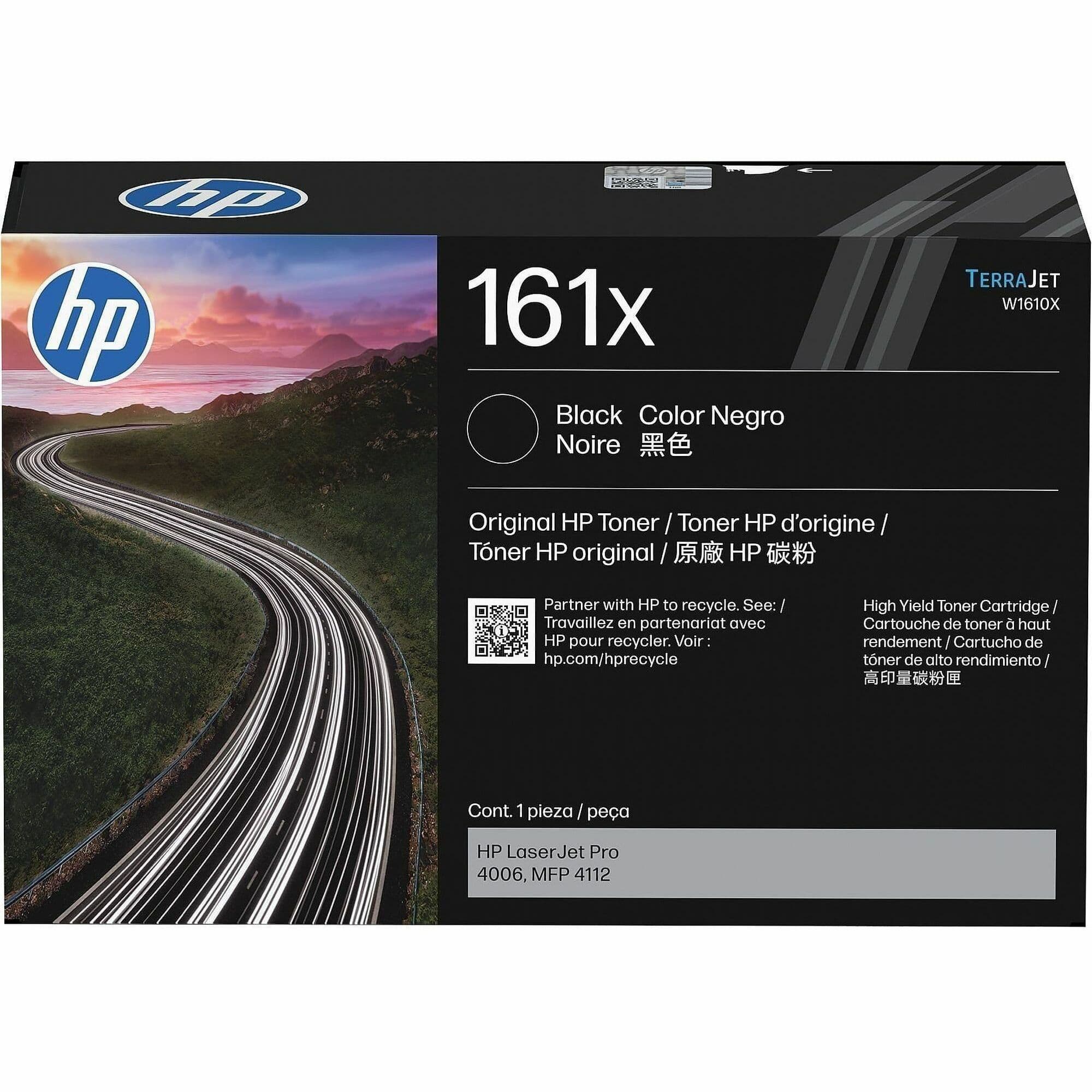 HP 161X Original High Yield Laser Toner Cartridge - Black - 1 Each