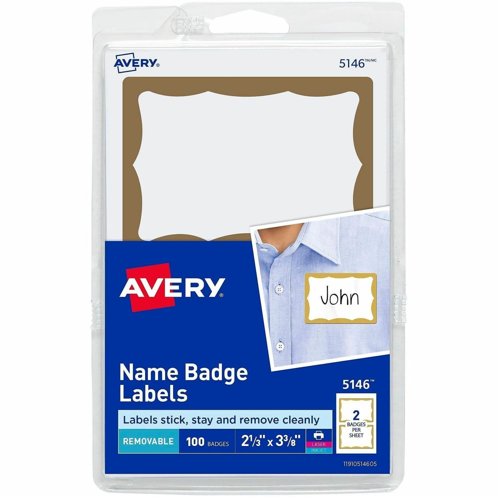 Avery® Border Print or Write Name Tags - 100 / Pack