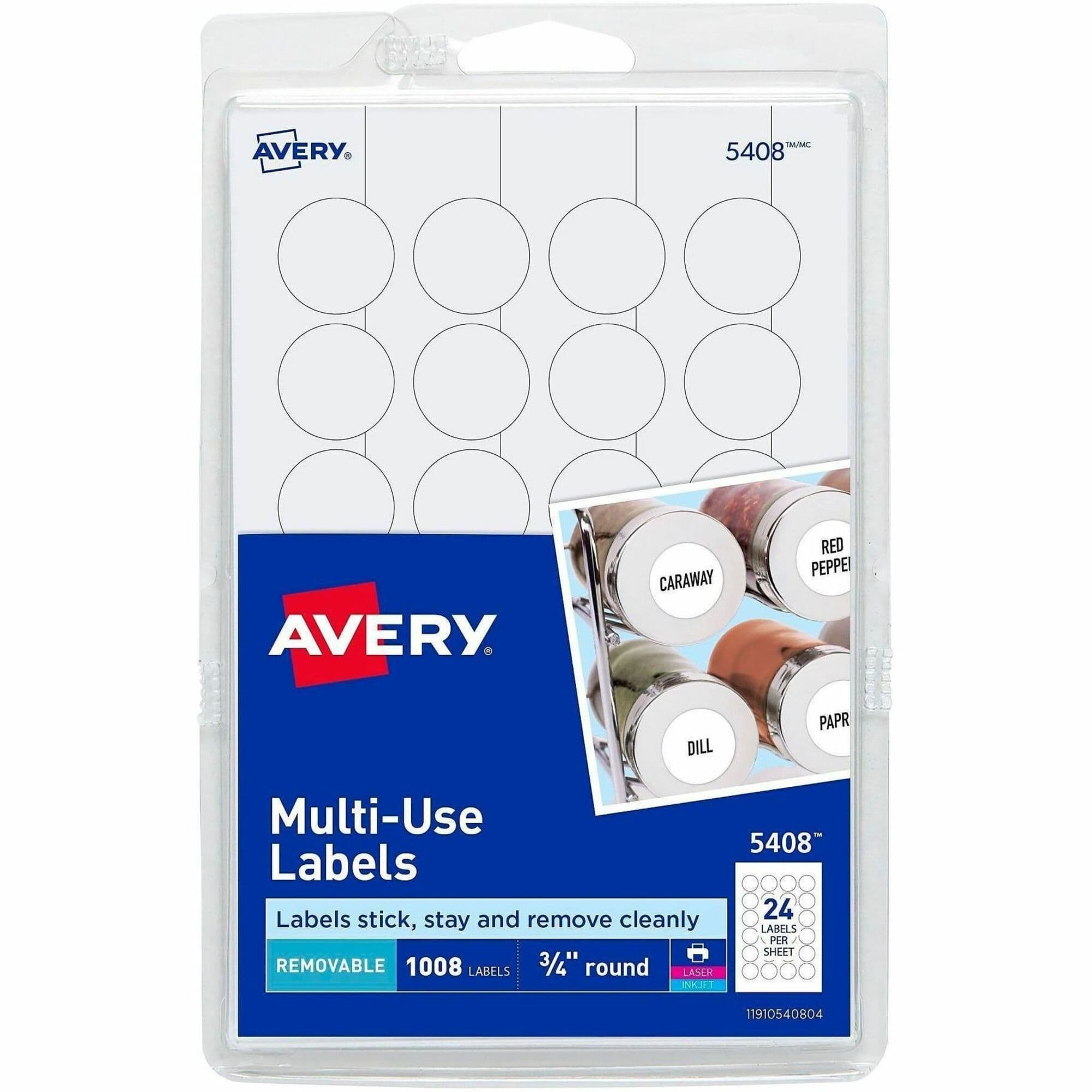 Avery® Removable ID Labels - 1008 / Pack
