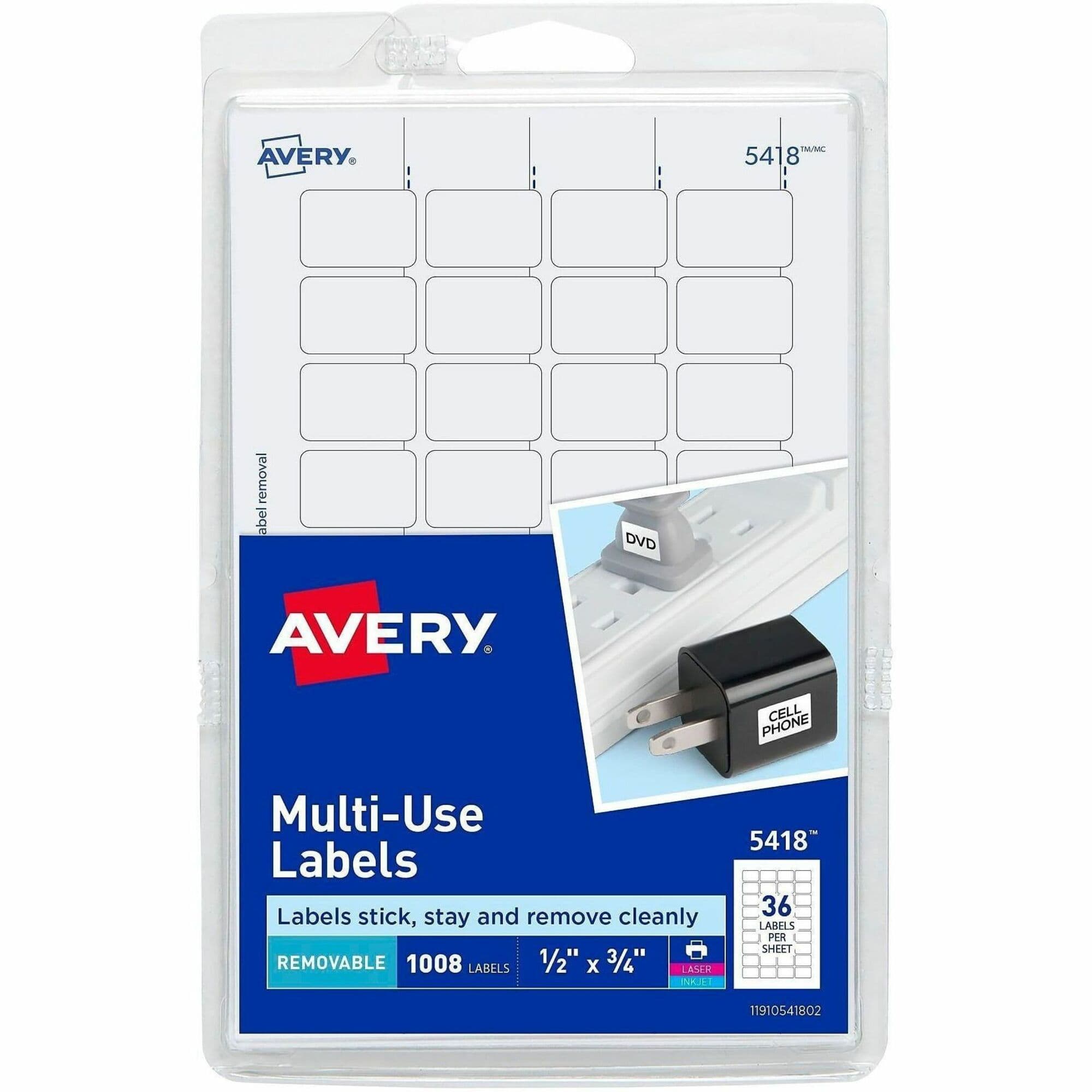 Avery® Removable ID Labels - 1008 / Pack