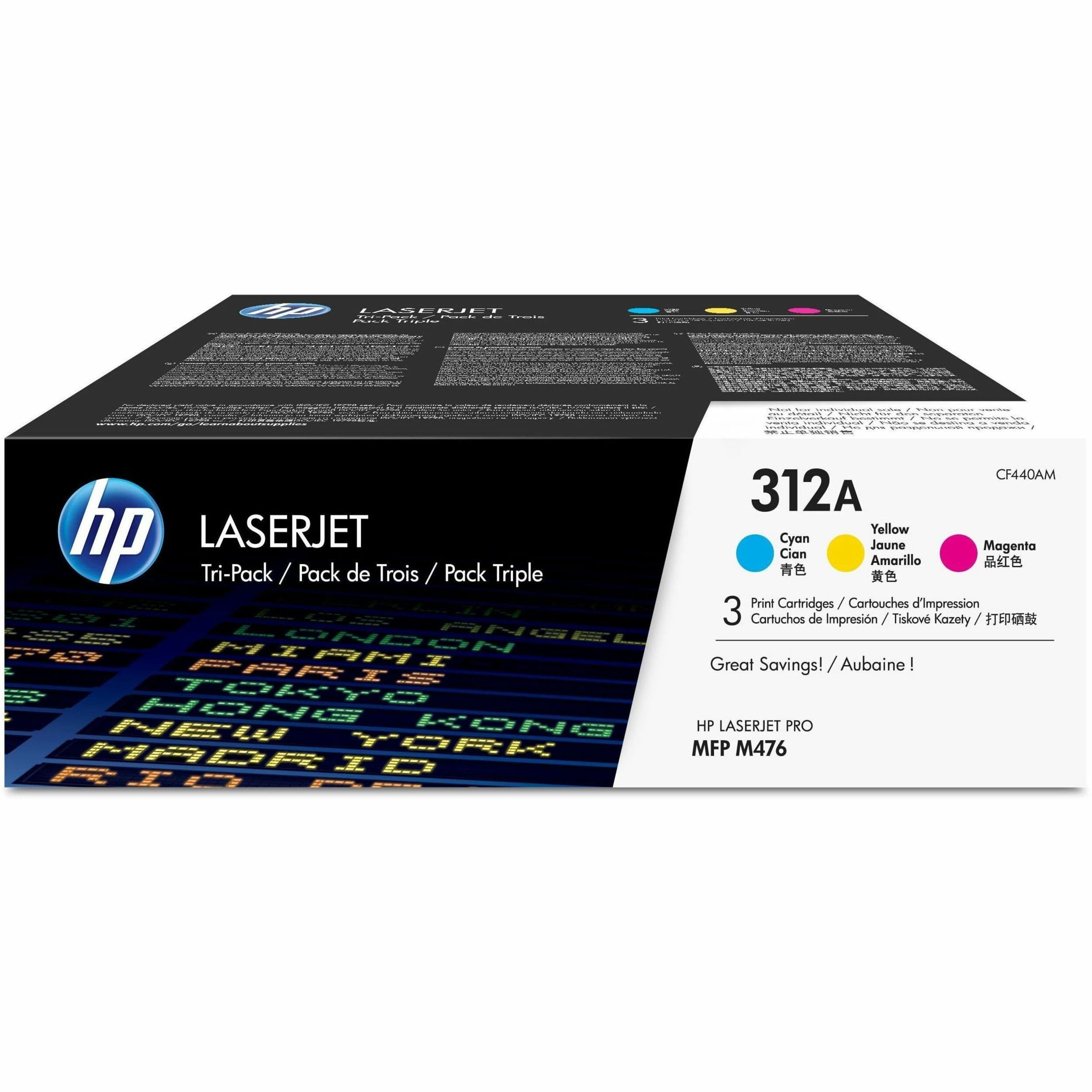 HP 312A Original Standard Yield Laser Toner Cartridge - Tri-pack - Cyan, Magenta, Yellow - 1 Carton