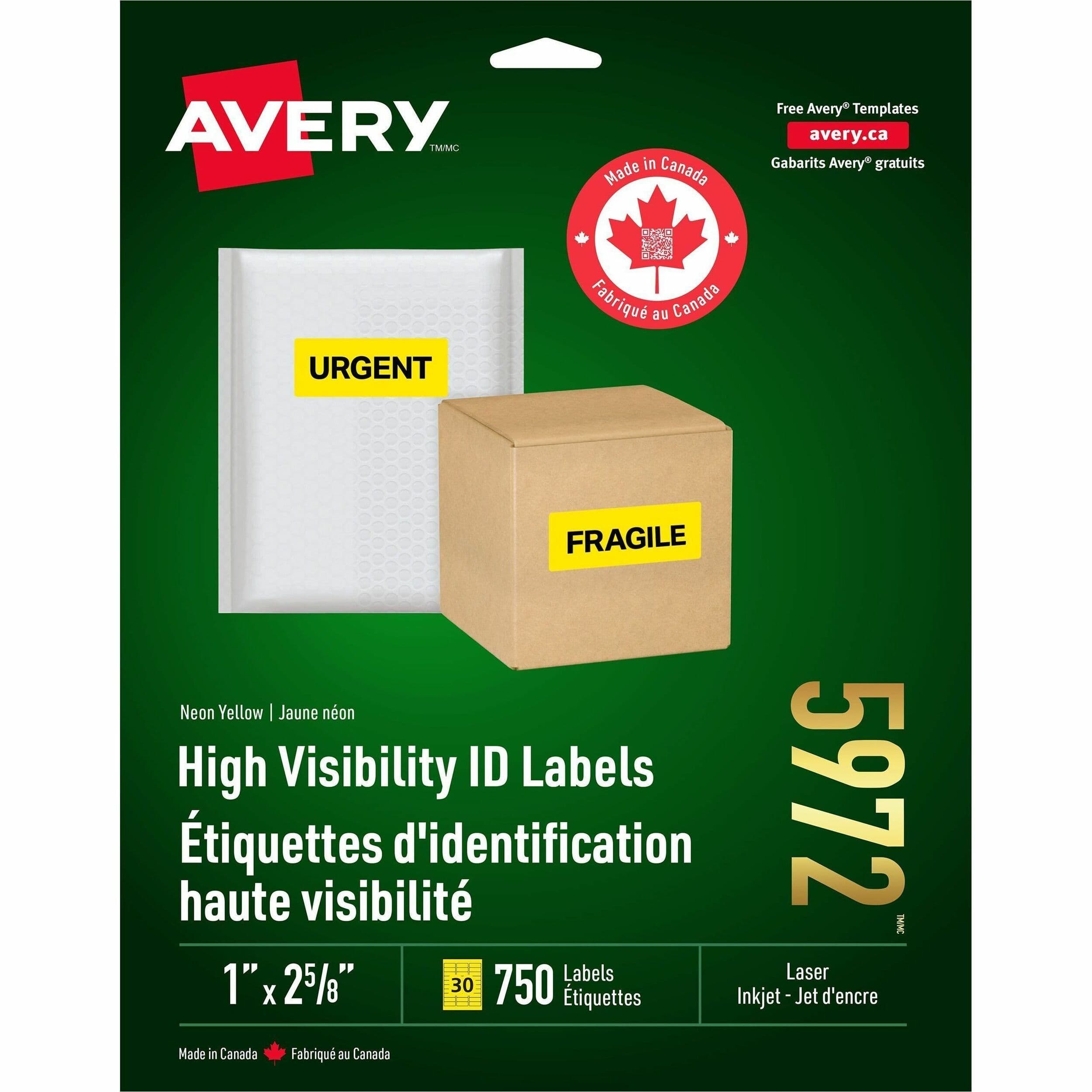 Avery® High Visibility Neon ID Labels - 750 / Pack