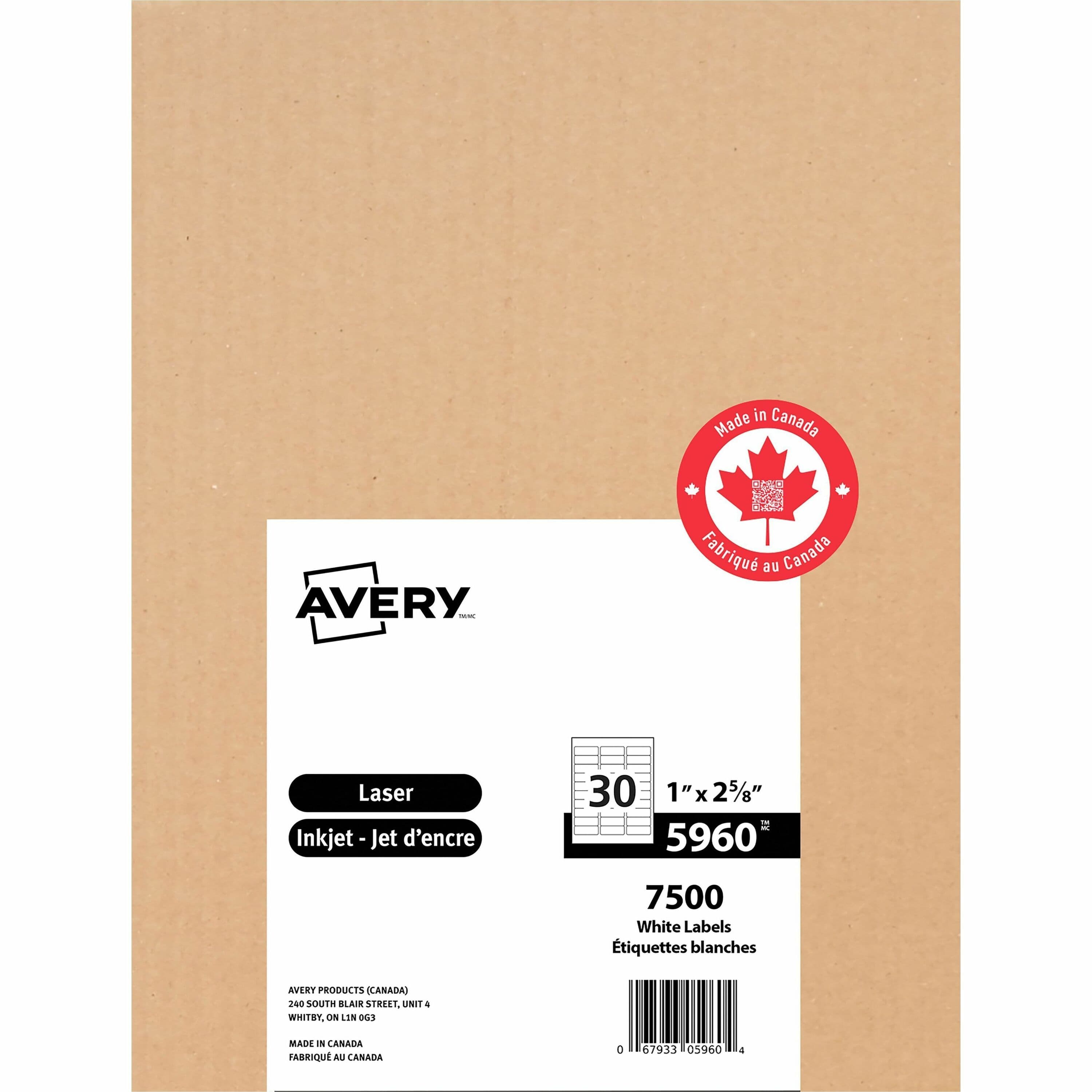 Avery® White Rectangle Labels with Sure Feed Technology - 7500 / Box