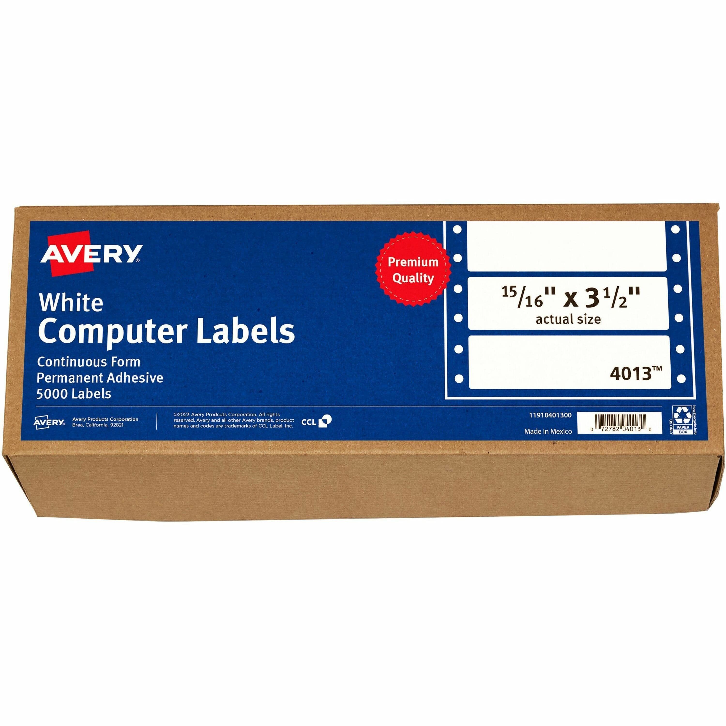 Avery® Continuous Form Computer Labels - 5000 / Box
