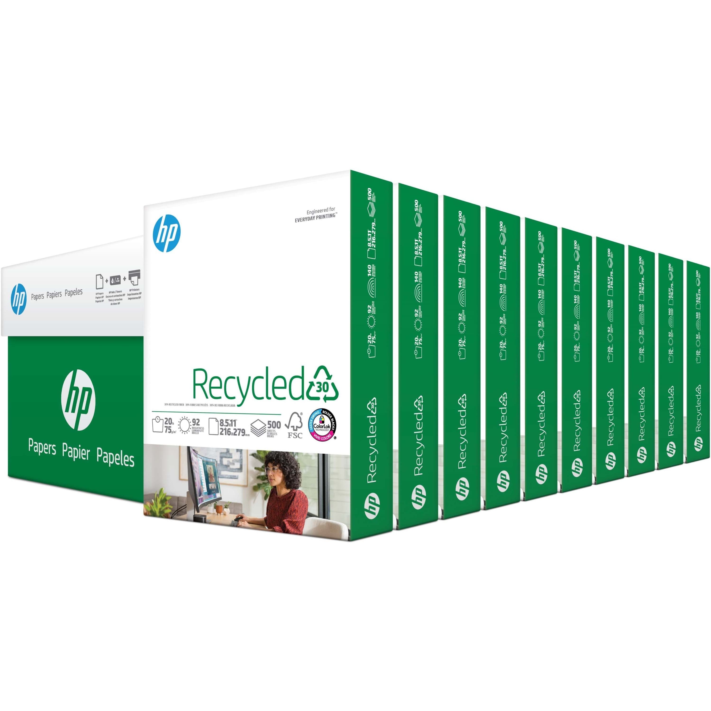 HP Papers Recycled30 Paper - White - 10 / Carton