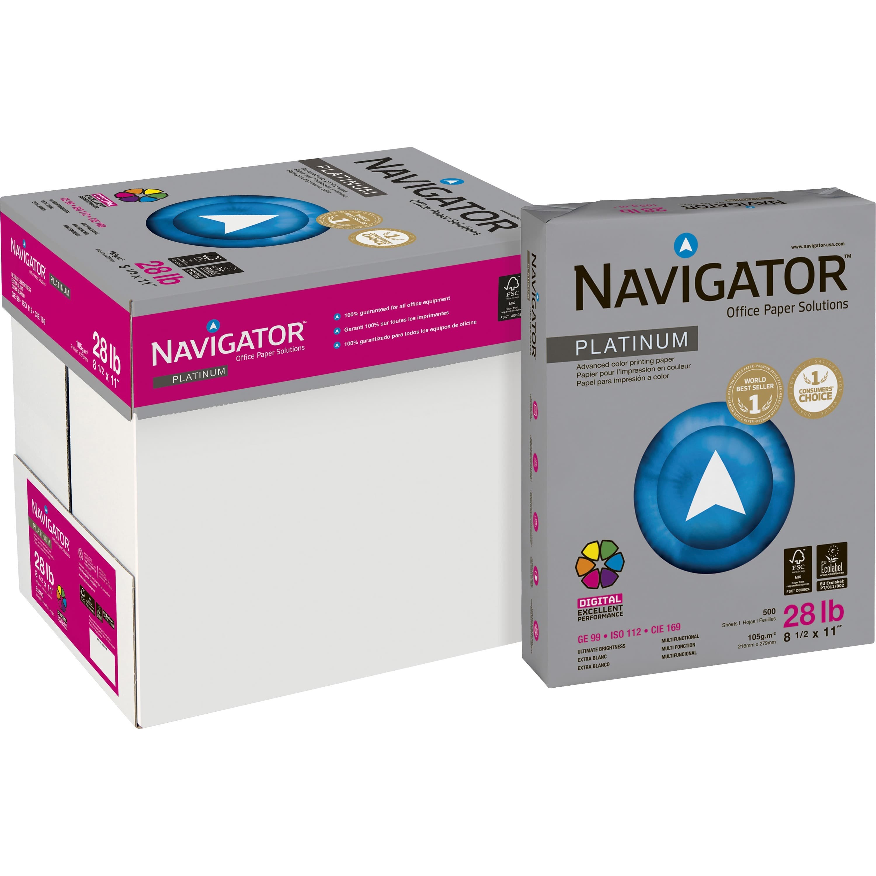Navigator Platinum Office Multipurpose Paper - Bright White - 5 / Carton