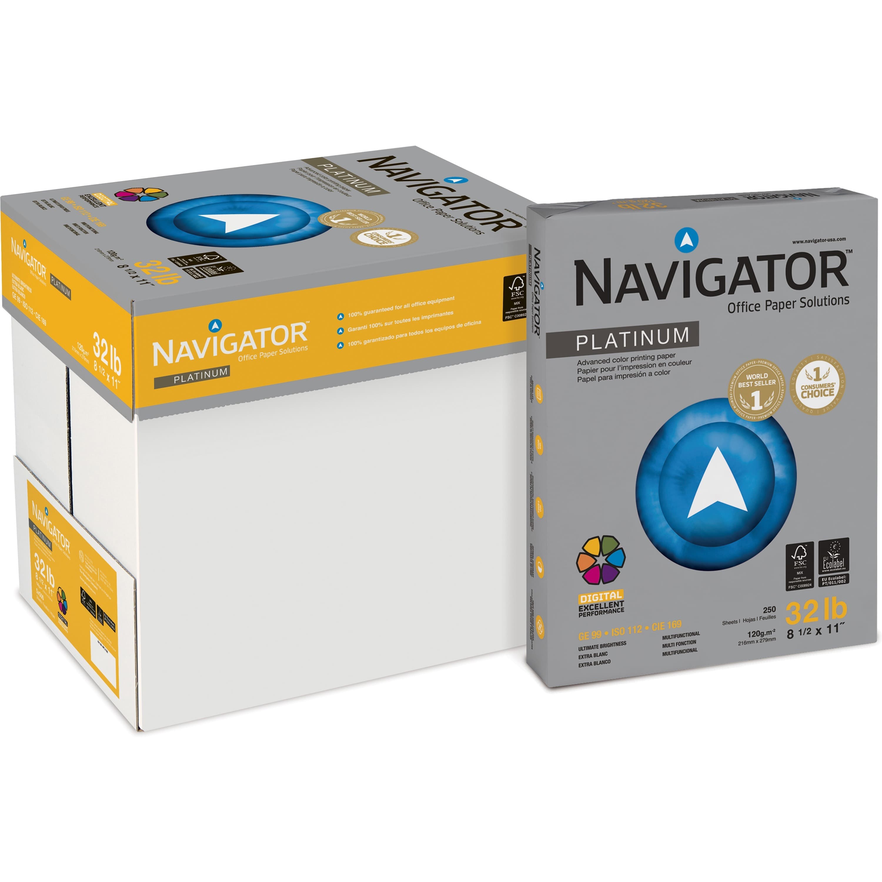 Navigator Platinum Office Multipurpose Paper - Bright White - 8 / Carton