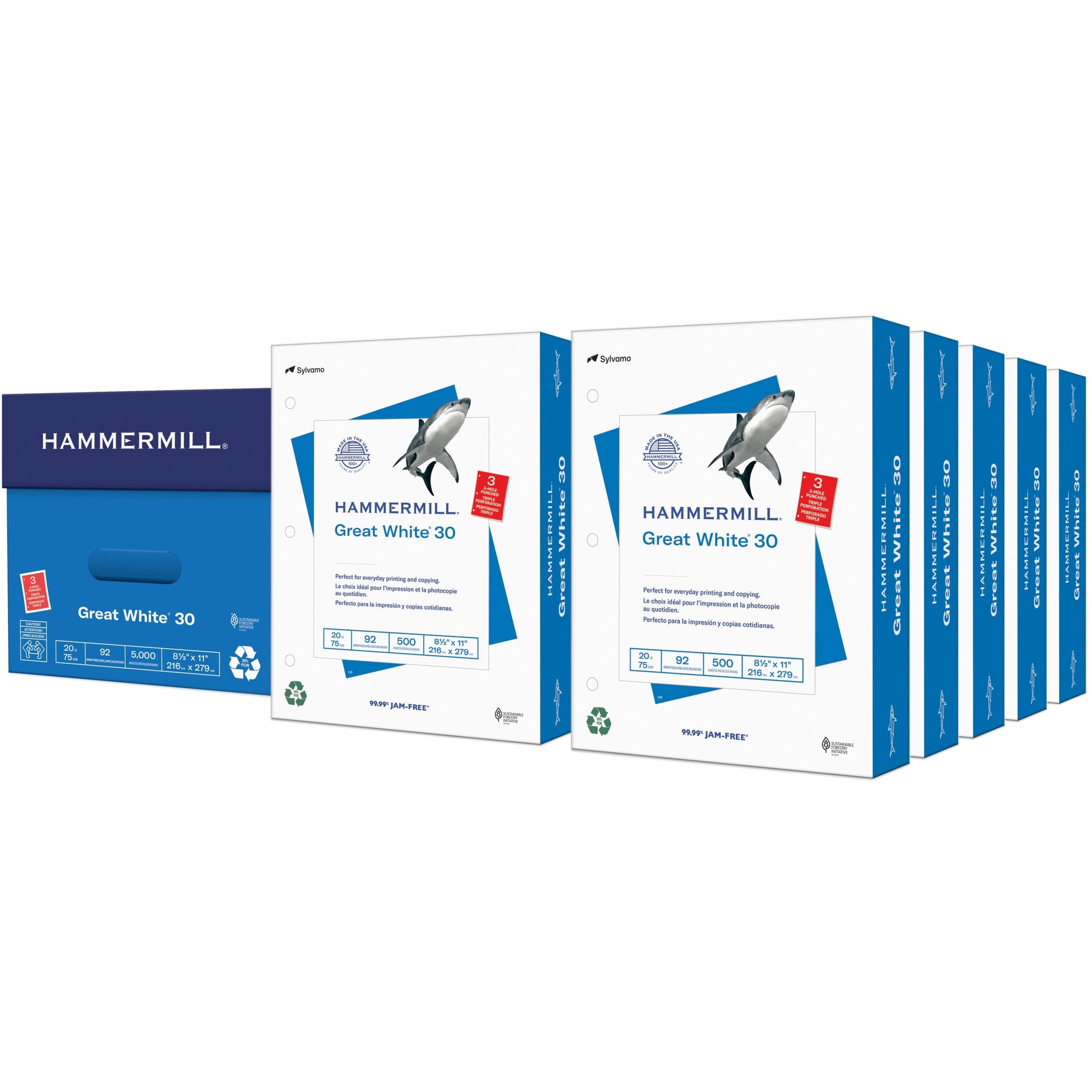 Hammermill Great White 3HP Recycled Copy Paper - White - 10 / Carton